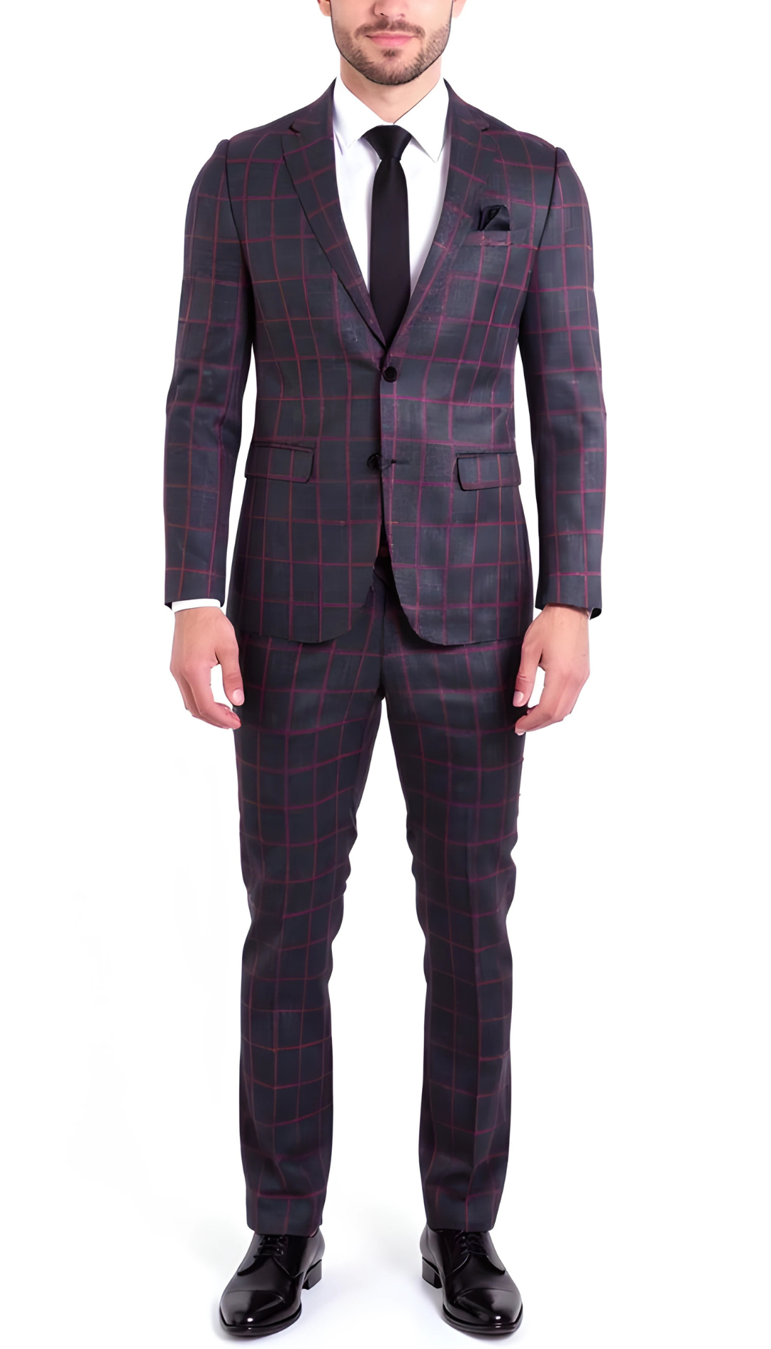 THE WINDSOR CHECK MENS 2 BUTTON SLIM FIT SUIT-5