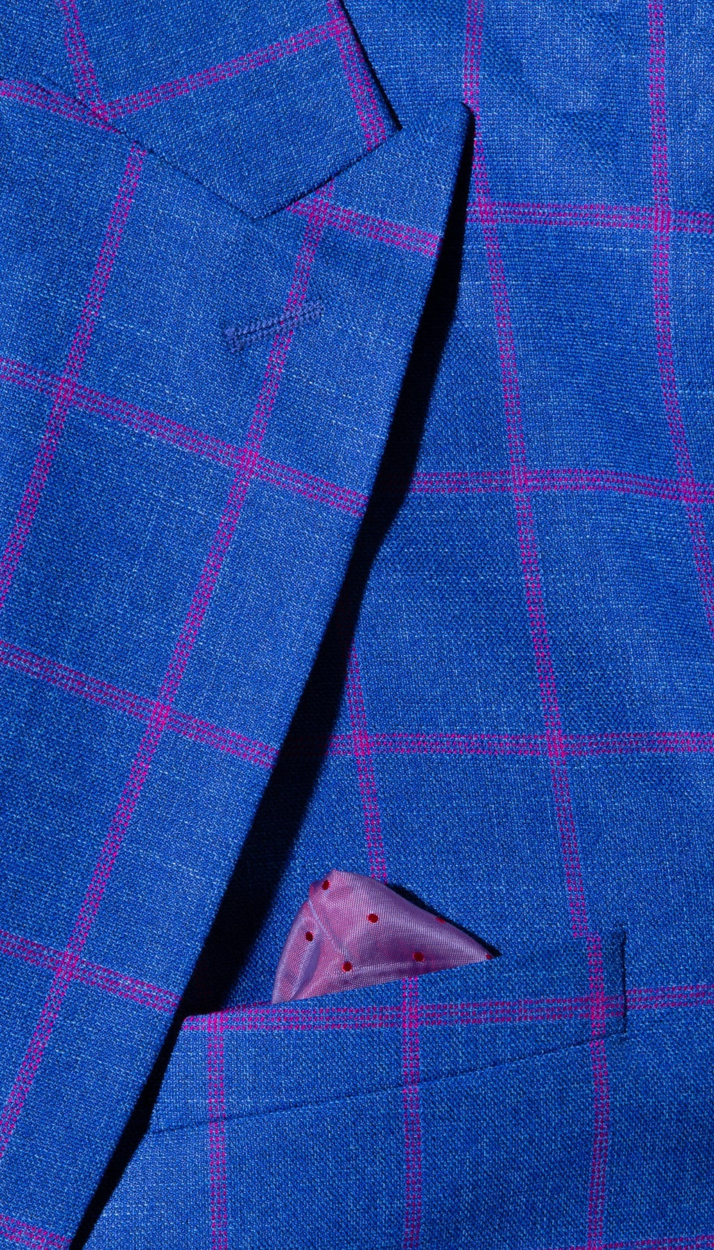 The Kingston Mens Blue Checker Slim Fit 3 Piece Suit-4