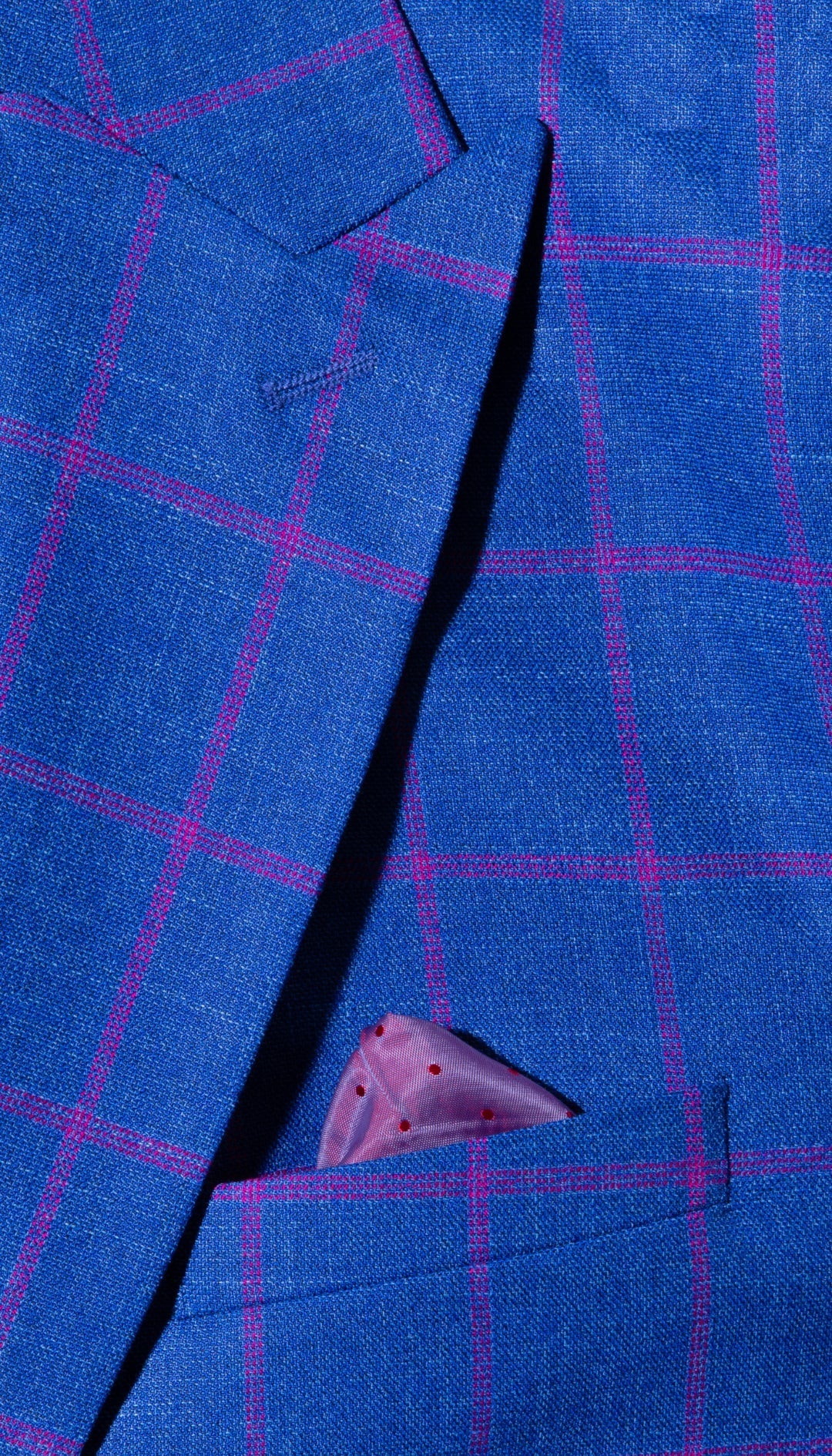 The Kingston Mens Blue Checker Slim Fit 3 Piece Suit-4