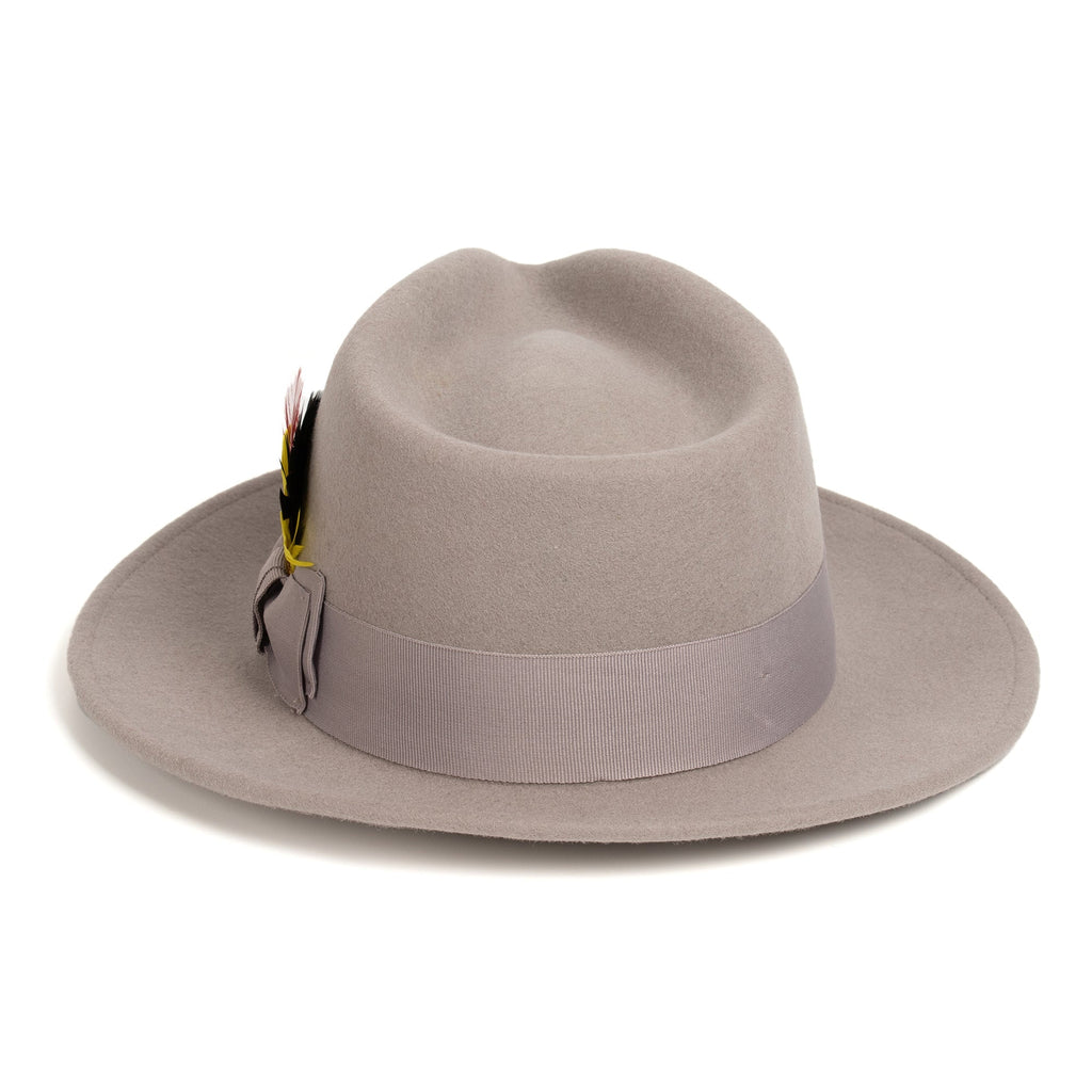 Crushable Light Grey 100% Australian Wool Fedora Hat-2