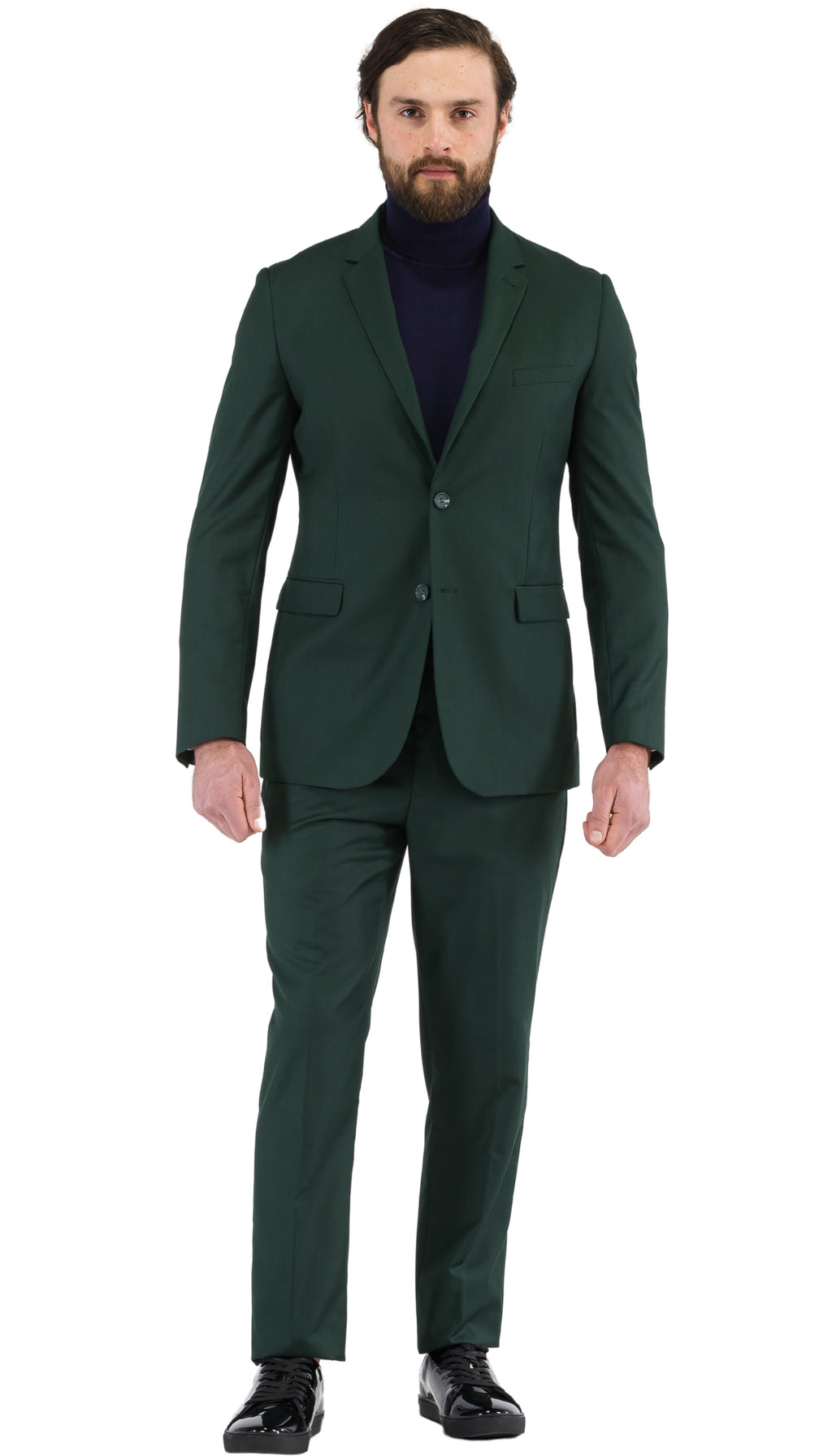 Oslo Hunter Green Slim Fit Notch Lapel 2 Piece Suit-1