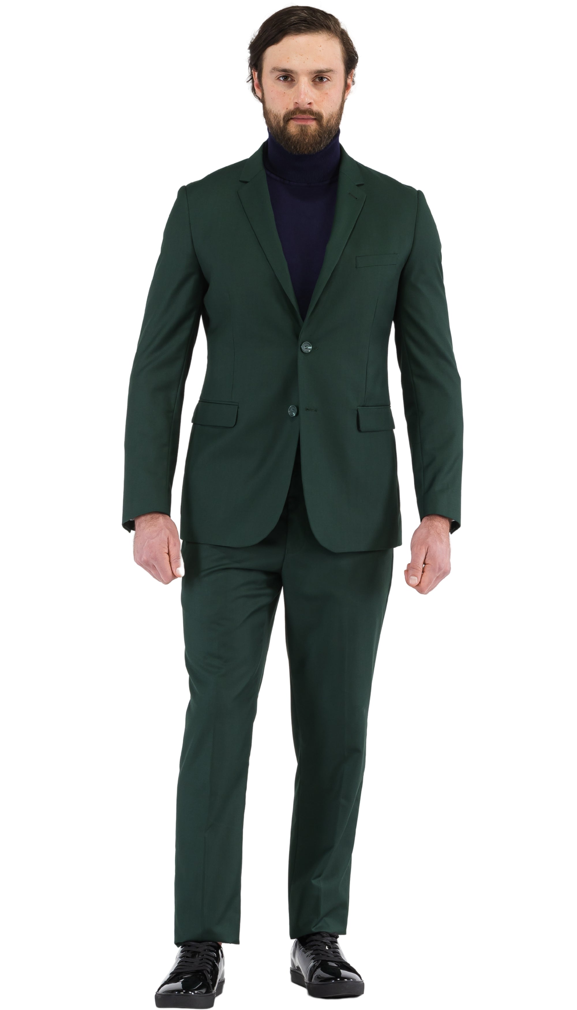 Oslo Hunter Green Slim Fit Notch Lapel 2 Piece Suit-1
