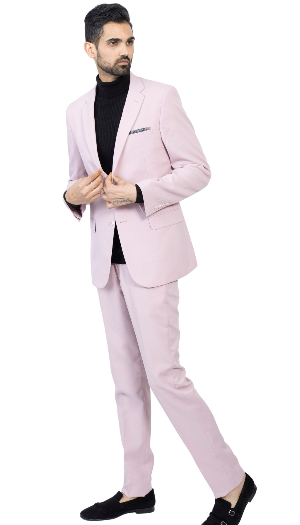 Paul Lorenzo Mens Pale Mauve Slim Fit 2 Piece Suit-1