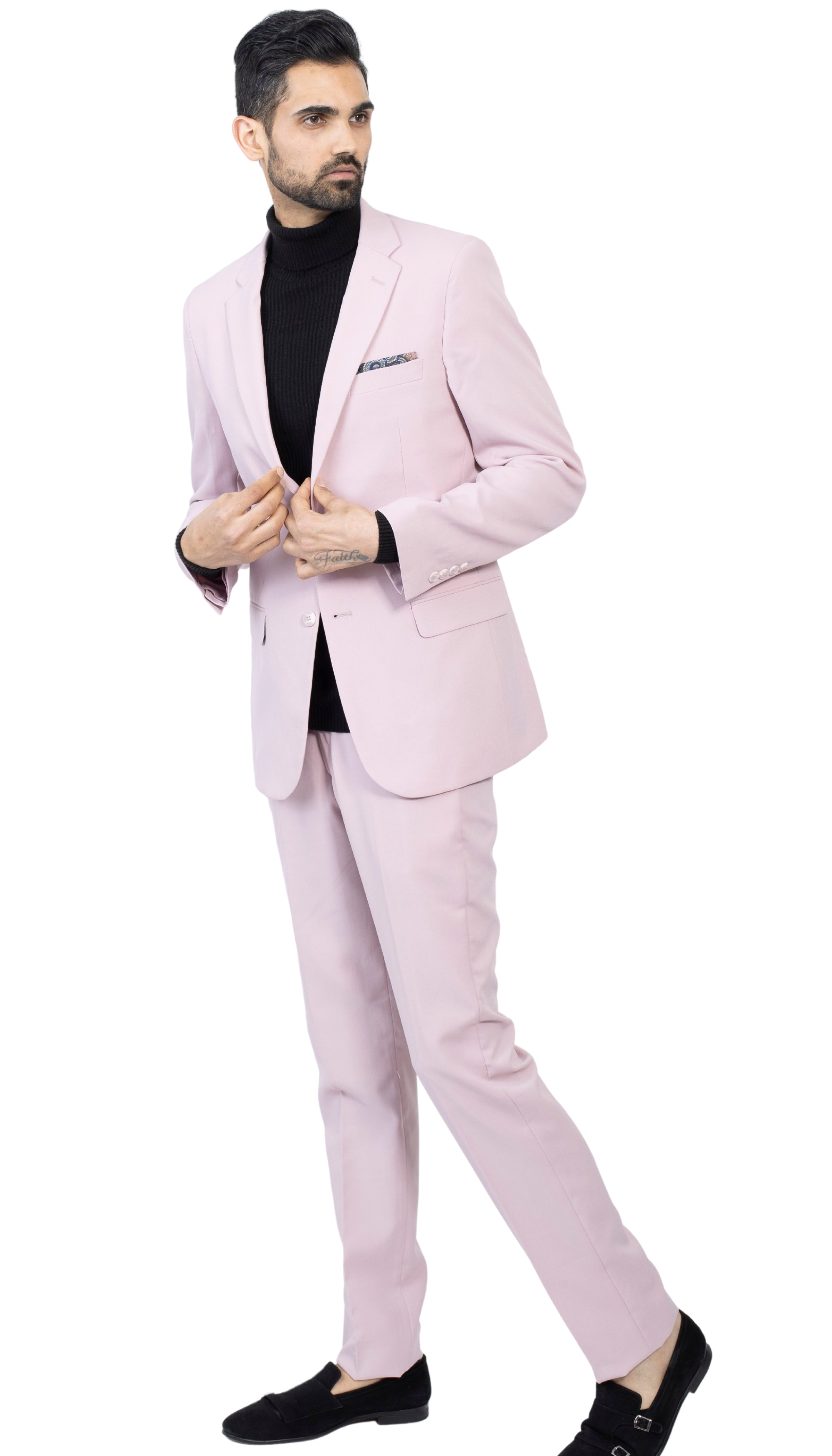 Paul Lorenzo Mens Pale Mauve Slim Fit 2 Piece Suit-1