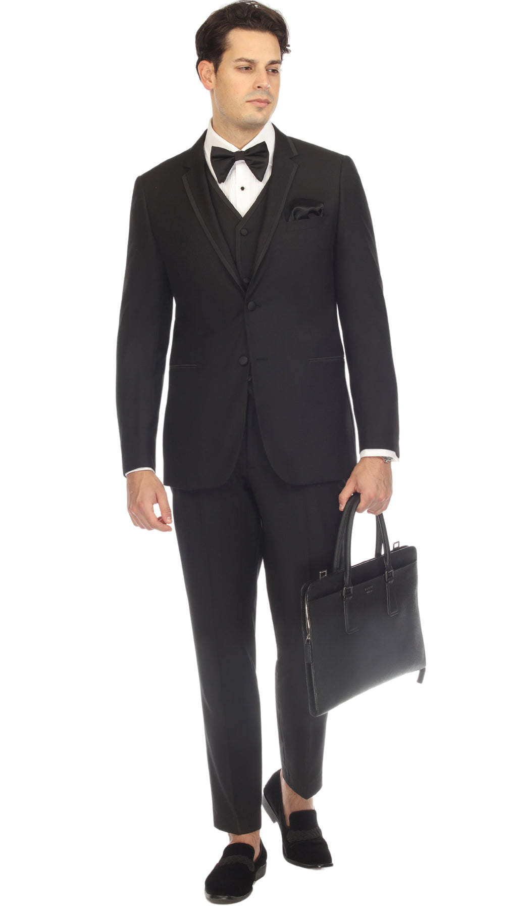 Celio Black Slim Fit Notch Lapel 2 Piece Tuxedo-1