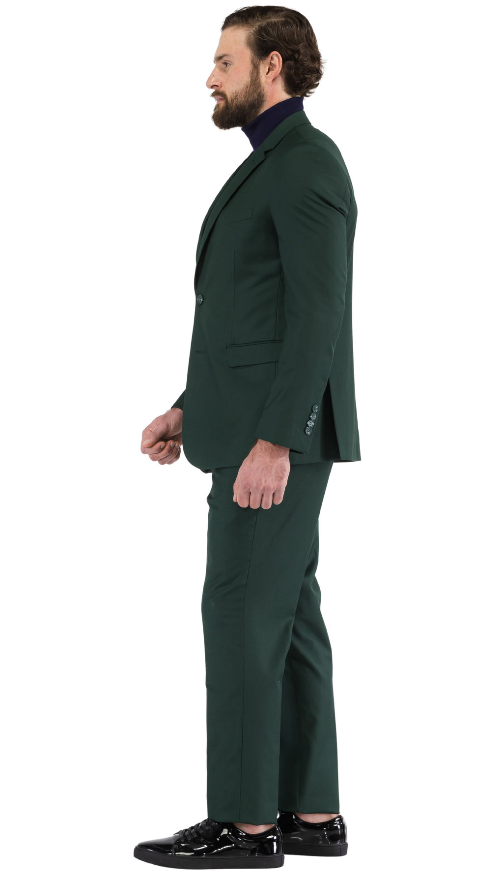 Oslo Hunter Green Slim Fit Notch Lapel 2 Piece Suit-2