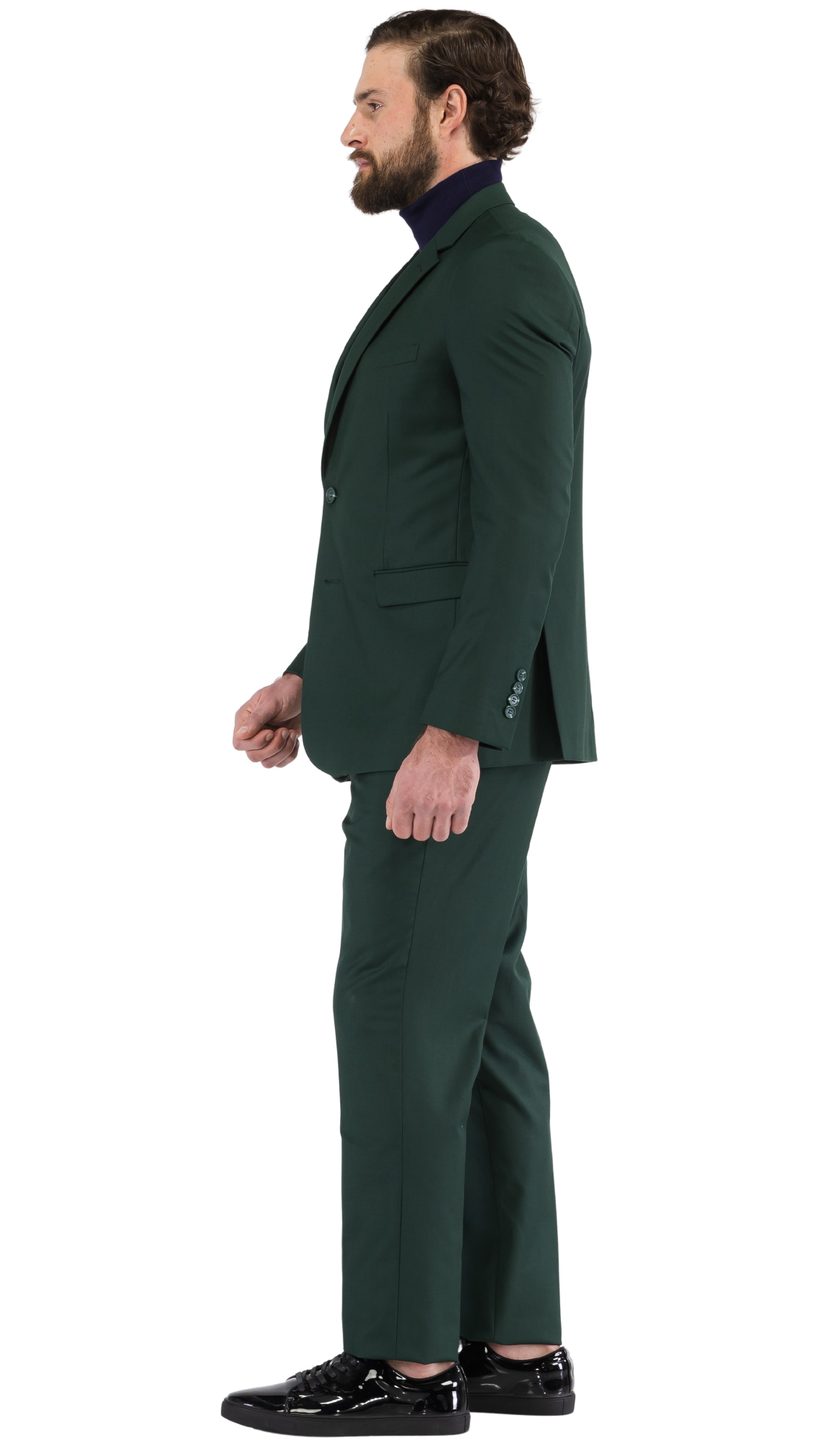 Oslo Hunter Green Slim Fit Notch Lapel 2 Piece Suit-2