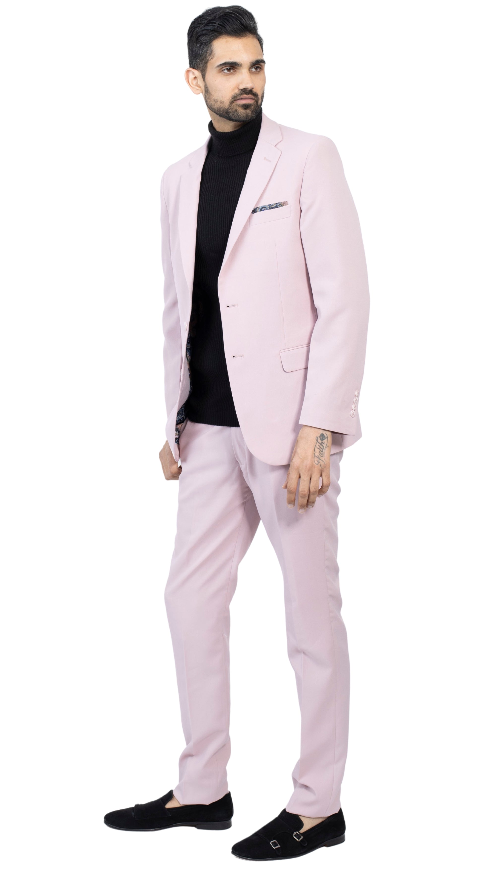 Paul Lorenzo Mens Pale Mauve Slim Fit 2 Piece Suit-2