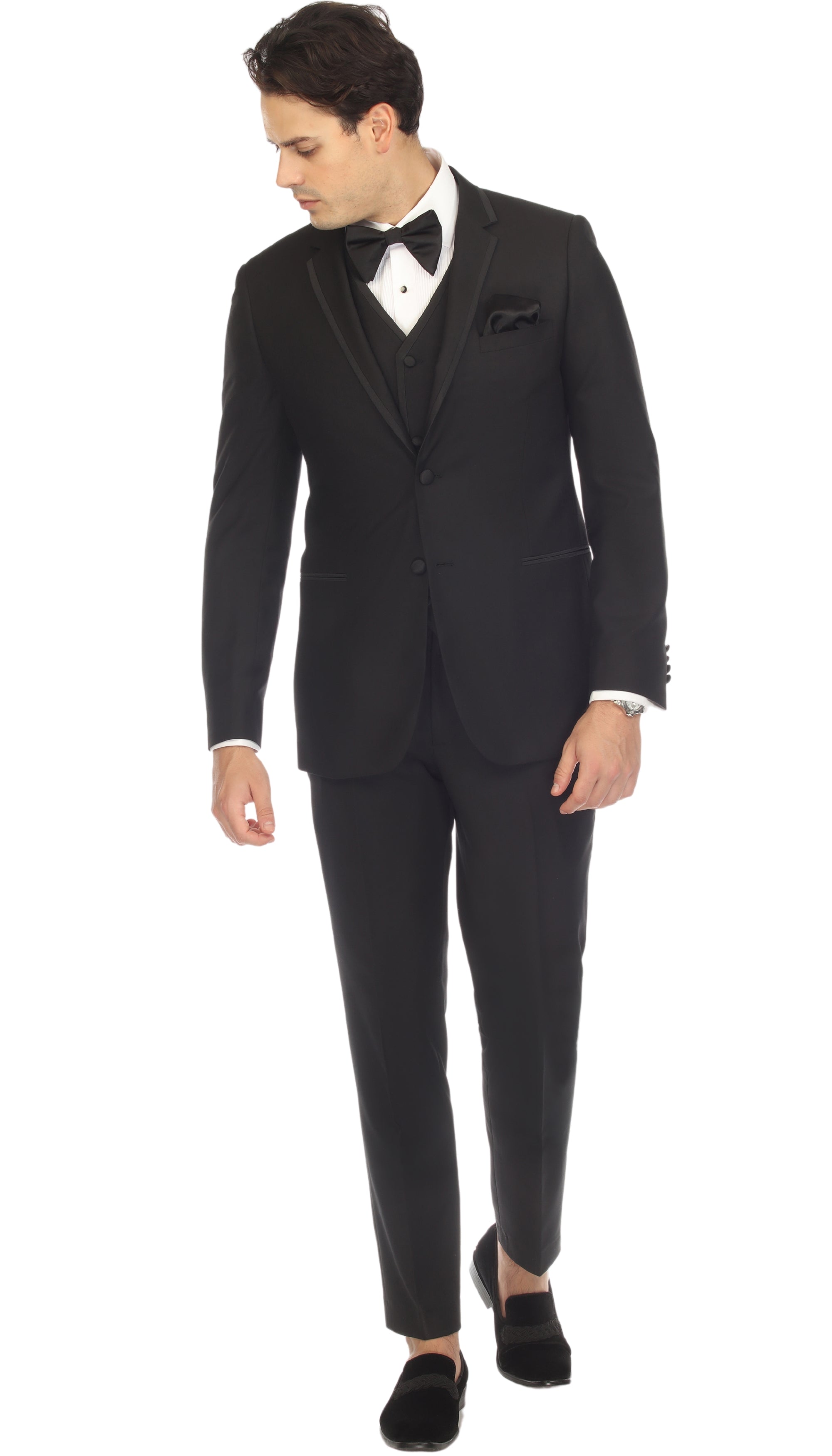 Celio Black Slim Fit Notch Lapel 2 Piece Tuxedo-2