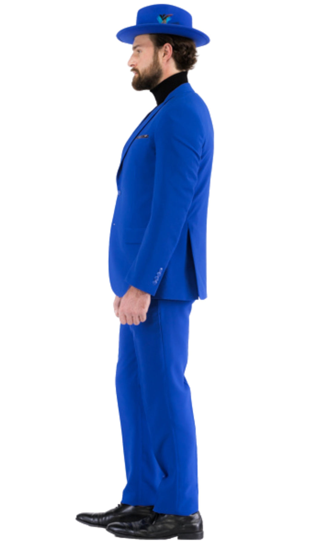 Paul Lorenzo Mens Royal Blue Slim Fit 2 Piece Suit-2