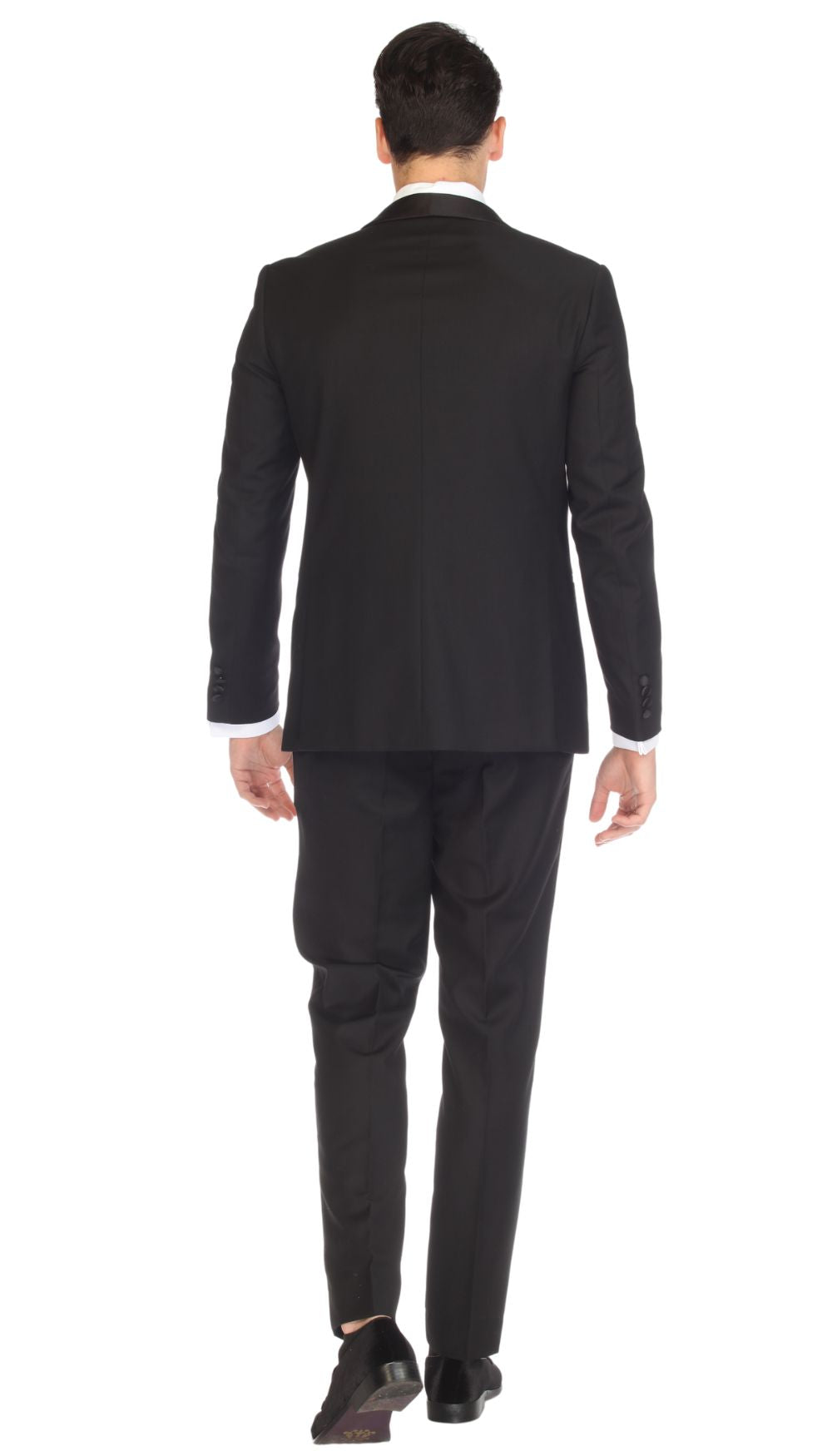 Ferrecci Men's Reno Black Slim Fit Shawl Lapel 2 Piece Tuxedo Suit Set-4