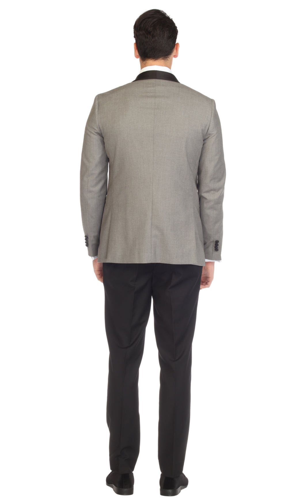 Ferrecci Men's Reno Grey and Black Slim Fit Shawl Lapel 2 Piece Tuxedo Suit Set-2