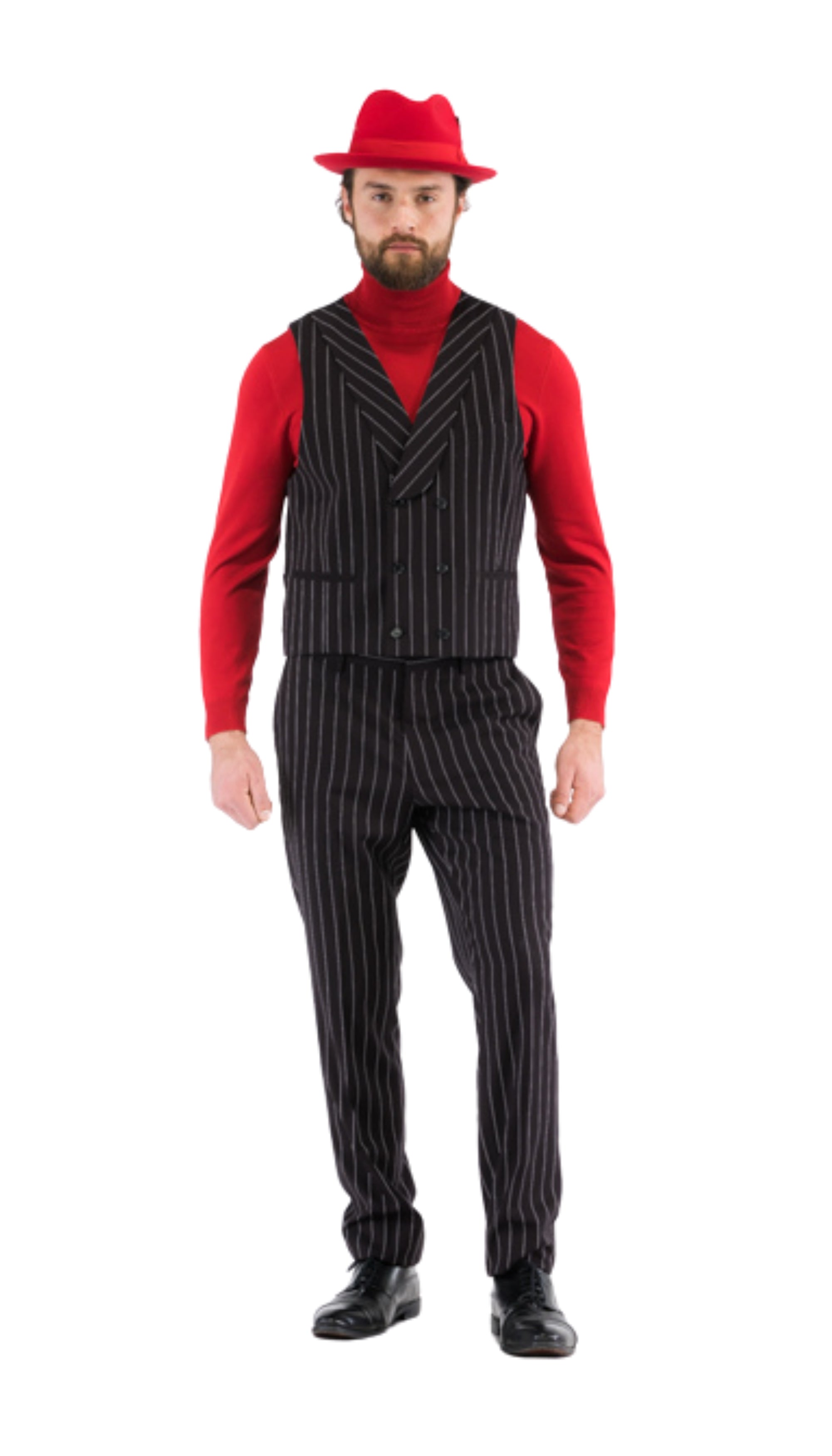 Bellagio Black White Mens 2 Button Slim Peak Lapel Suit With Pick Stitching Ticket Pocket Double Breasted Vest With Shawl Lapel-3