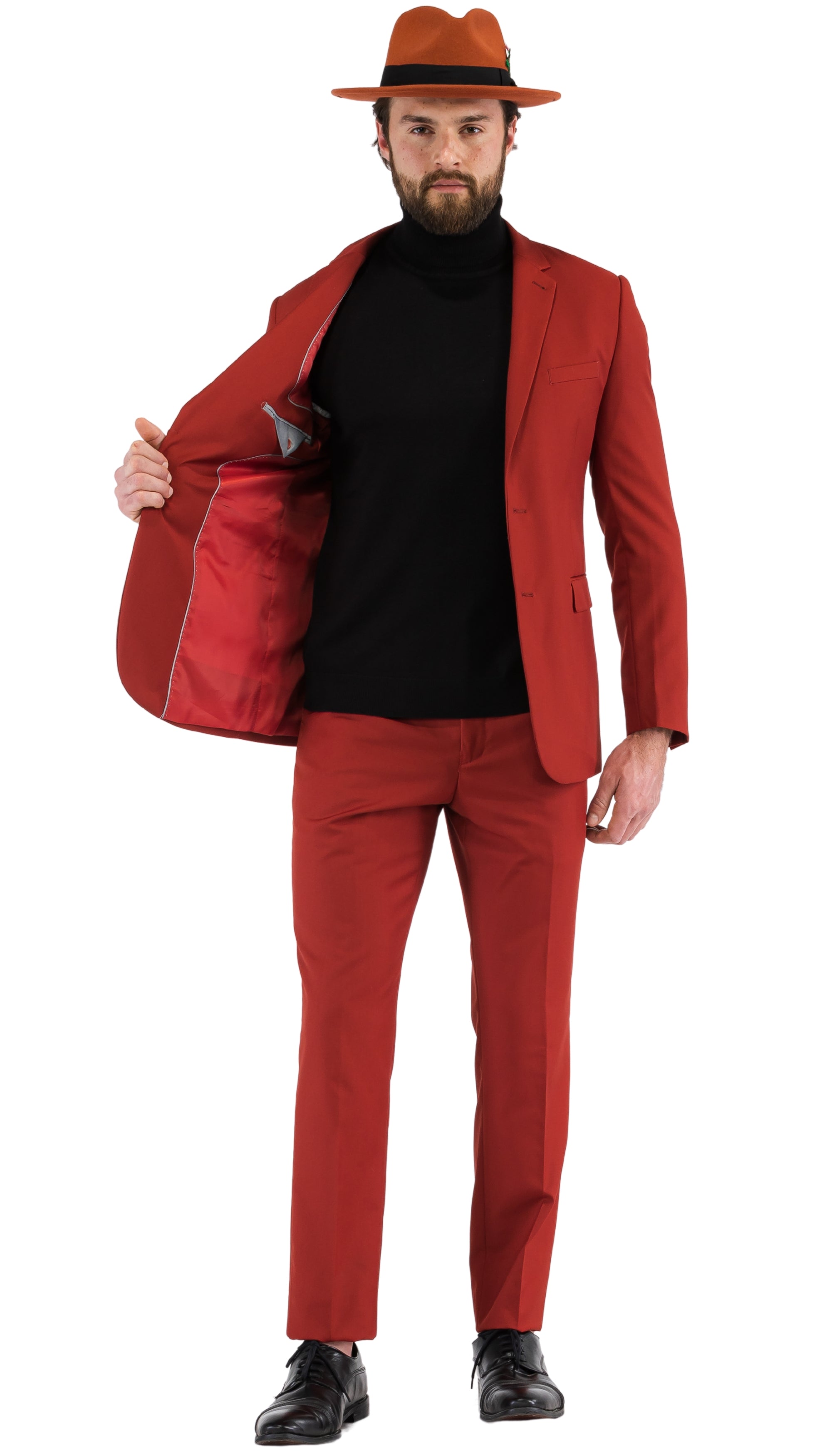 Oslo Brick Slim Fit Notch Lapel 2 Piece Suit-3