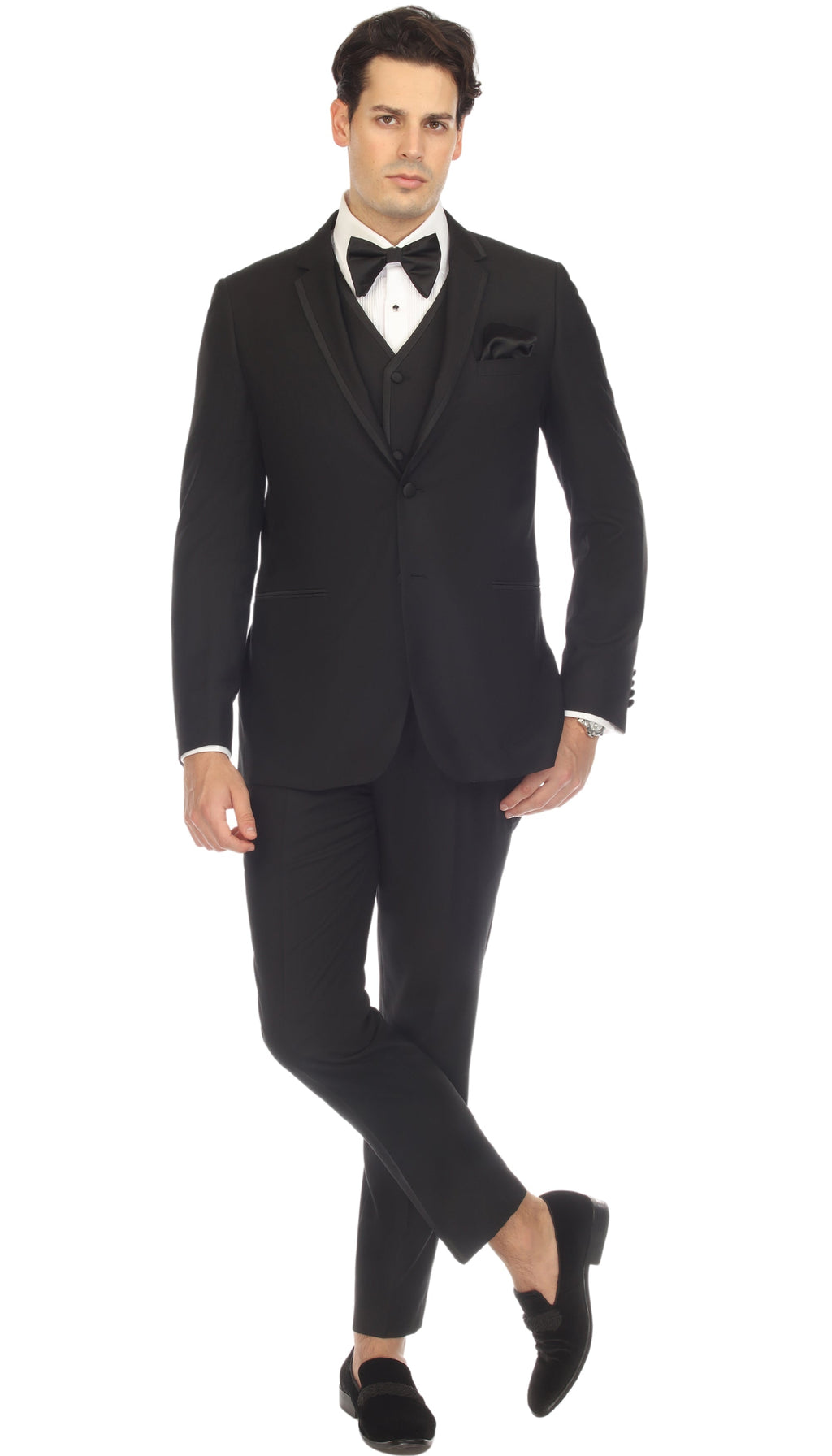 Celio Black Slim Fit Notch Lapel 2 Piece Tuxedo-3