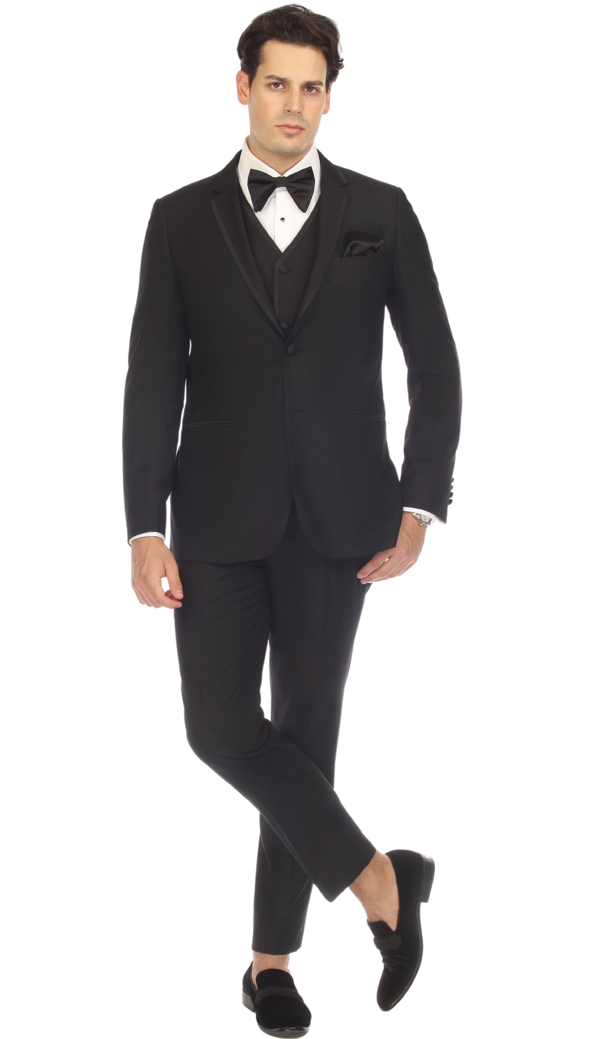 Celio Black Slim Fit Notch Lapel 2 Piece Tuxedo-3