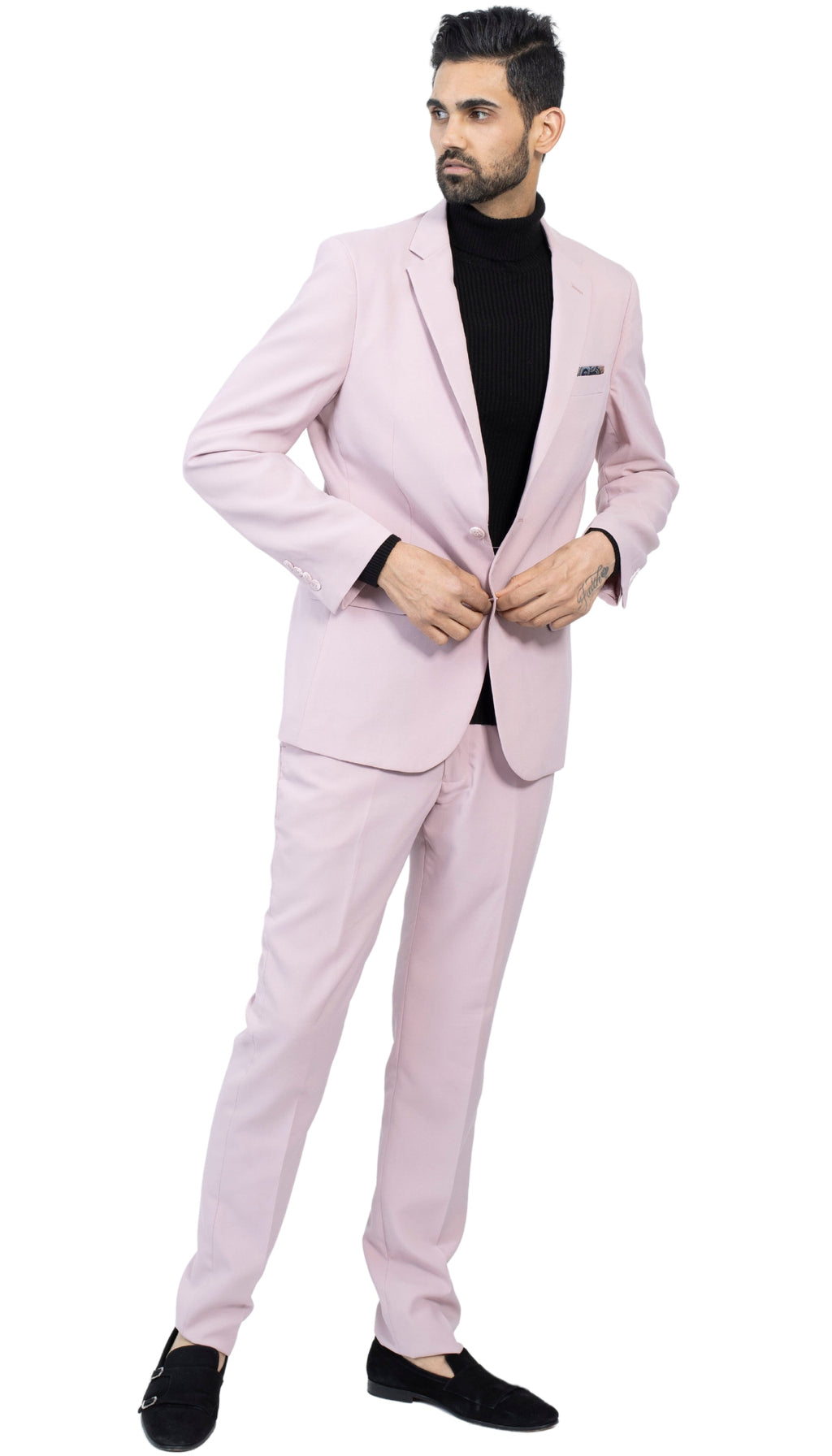 Paul Lorenzo Mens Pale Mauve Slim Fit 2 Piece Suit-4