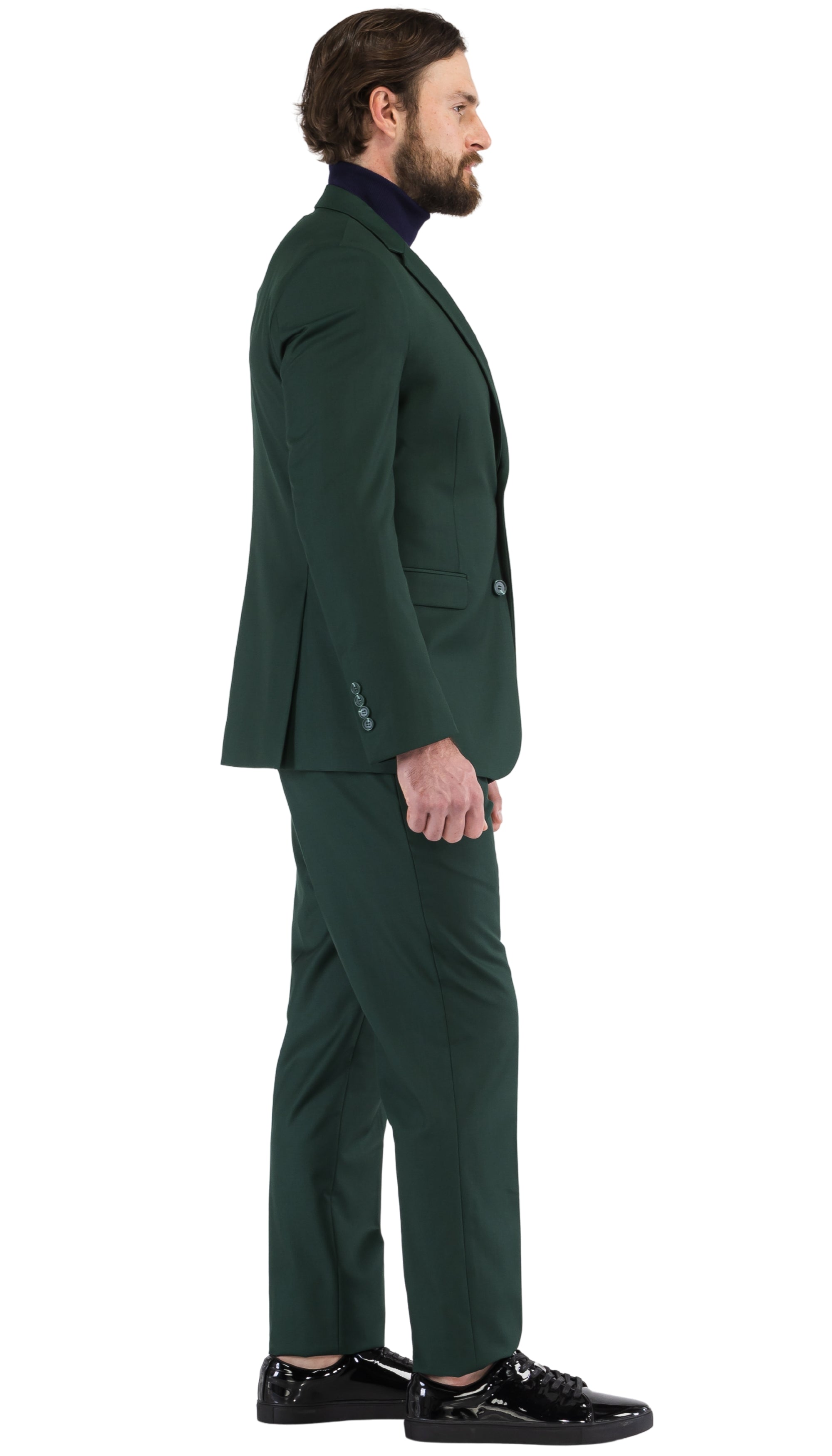 Oslo Hunter Green Slim Fit Notch Lapel 2 Piece Suit-4