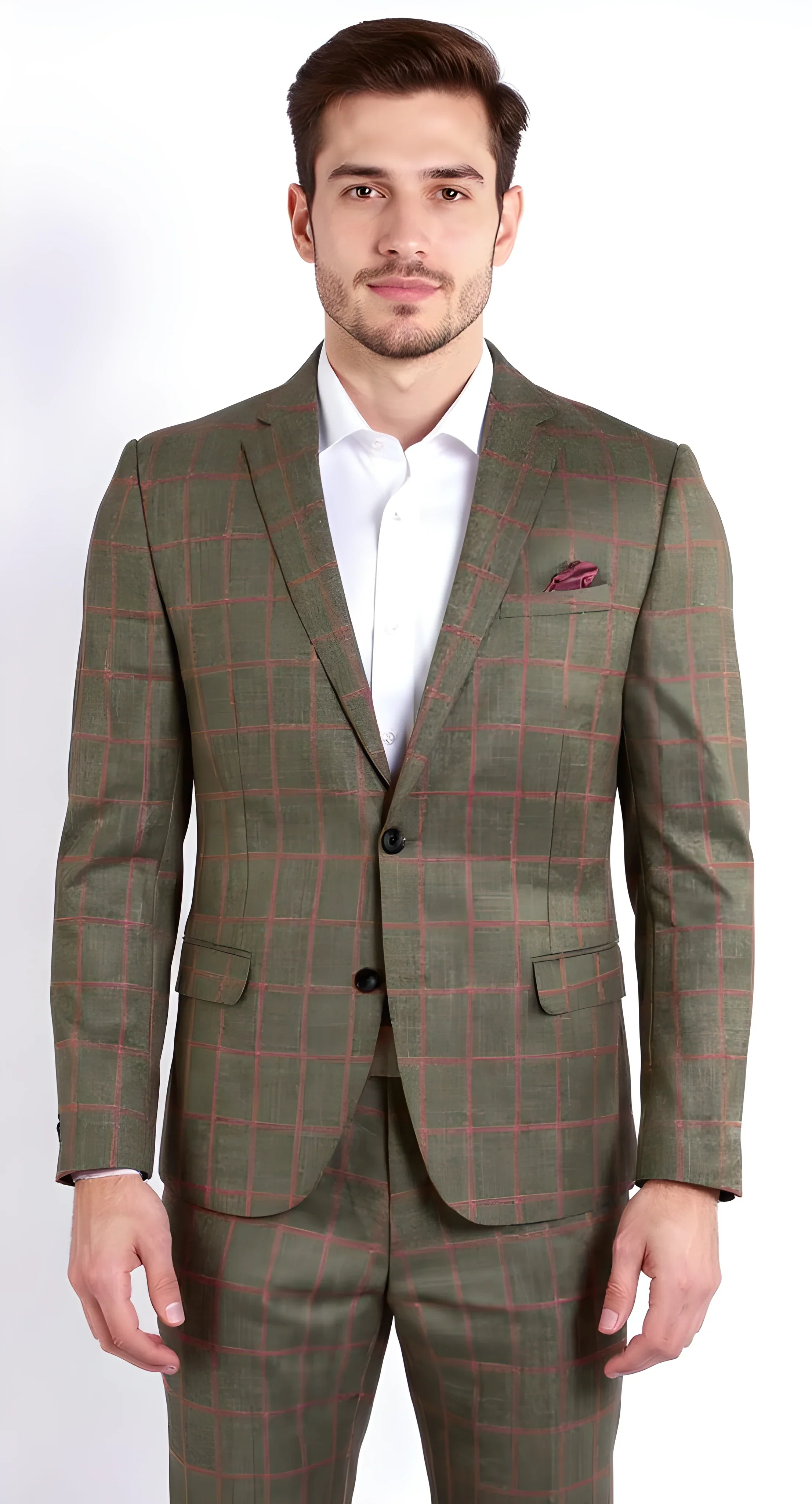 THE WINDSOR CHECK MENS 2 BUTTON SLIM FIT SUIT-2