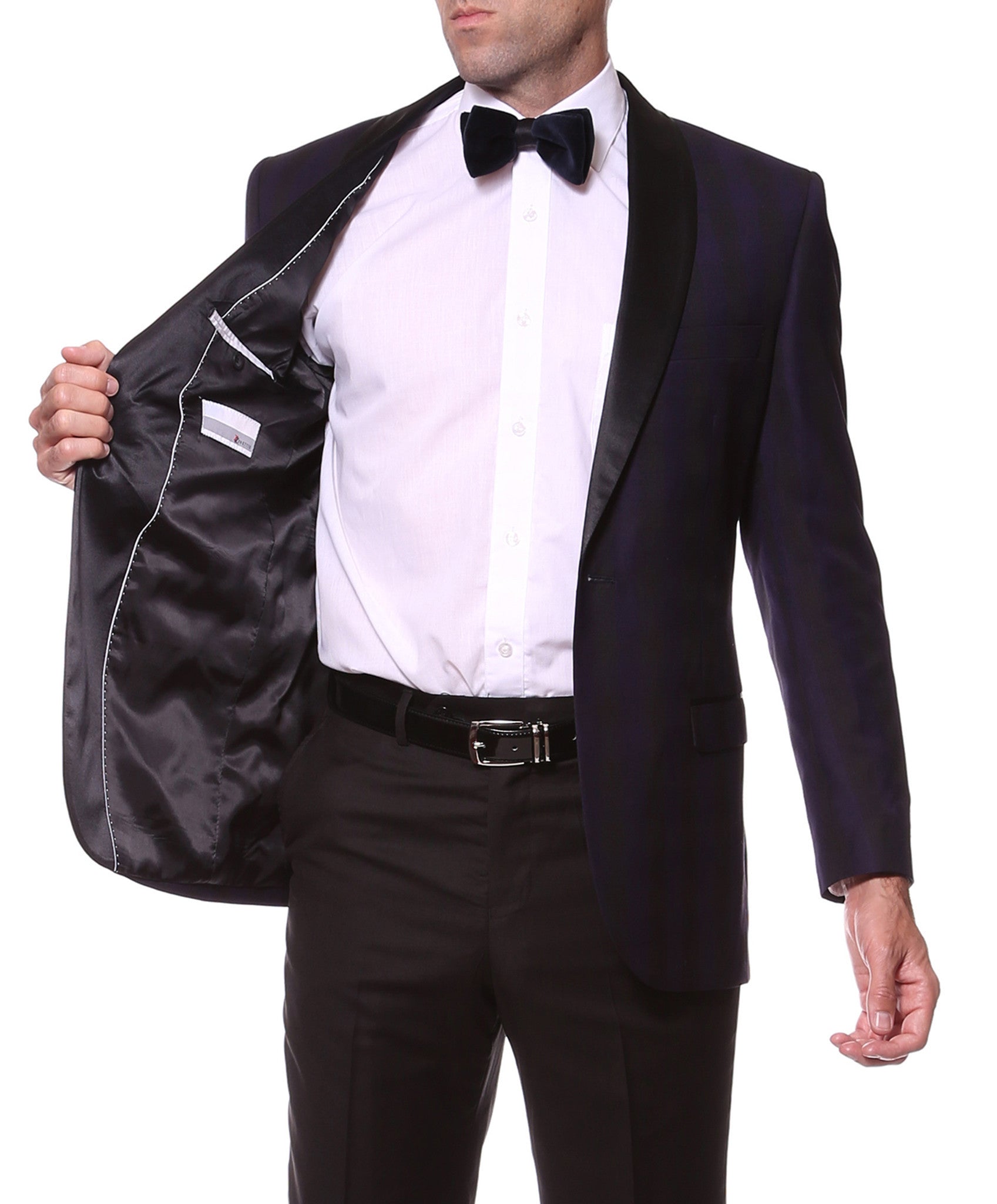 The Astor Purple Plaid Slim Shawl Tuxedo Blazer-1