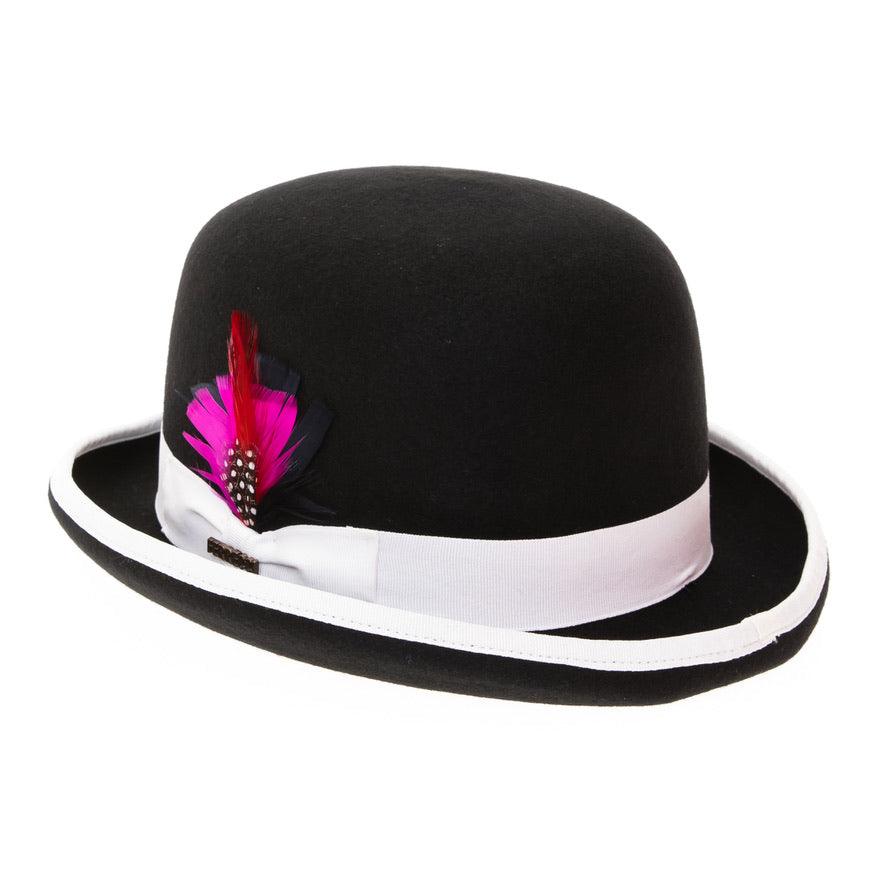 Premium Wool Black and White Derby Bowler Hat-1