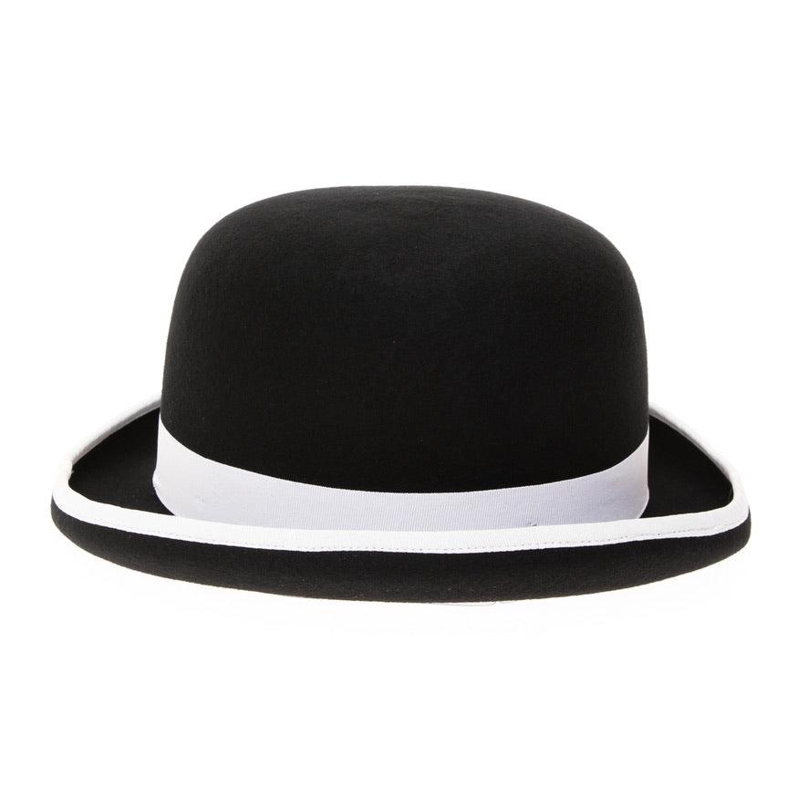 Premium Wool Black and White Derby Bowler Hat-2