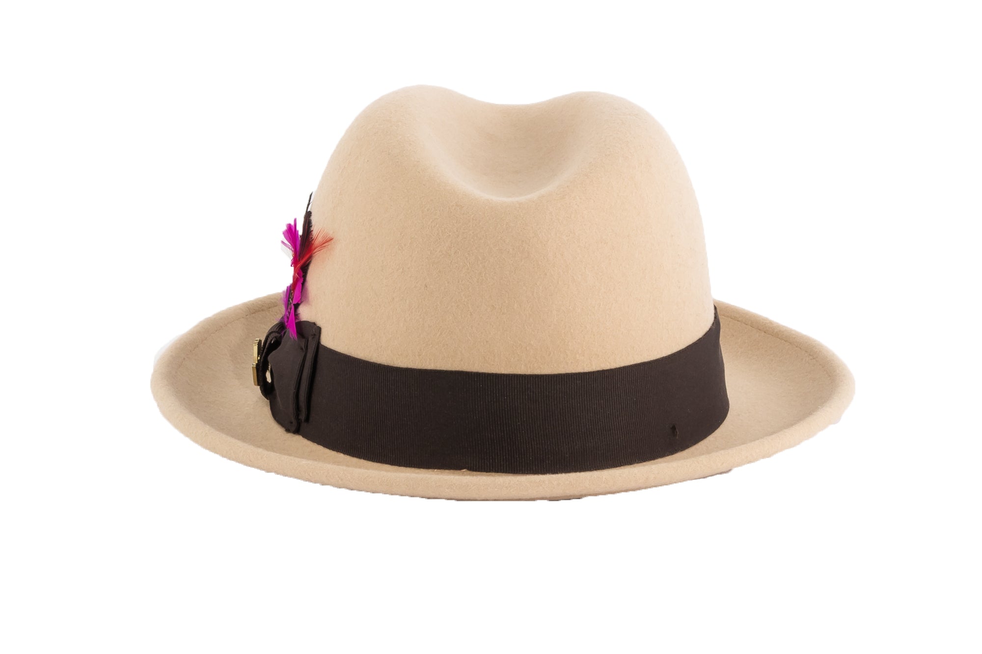 Ferrecci Brooks Trilby Soft 100% Australian Wool Felt Body with Removable Feather Tan Brown Hat-3