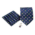 Men's Navy Blue Floral Pattern Design 4-pc Necktie Box Set-0