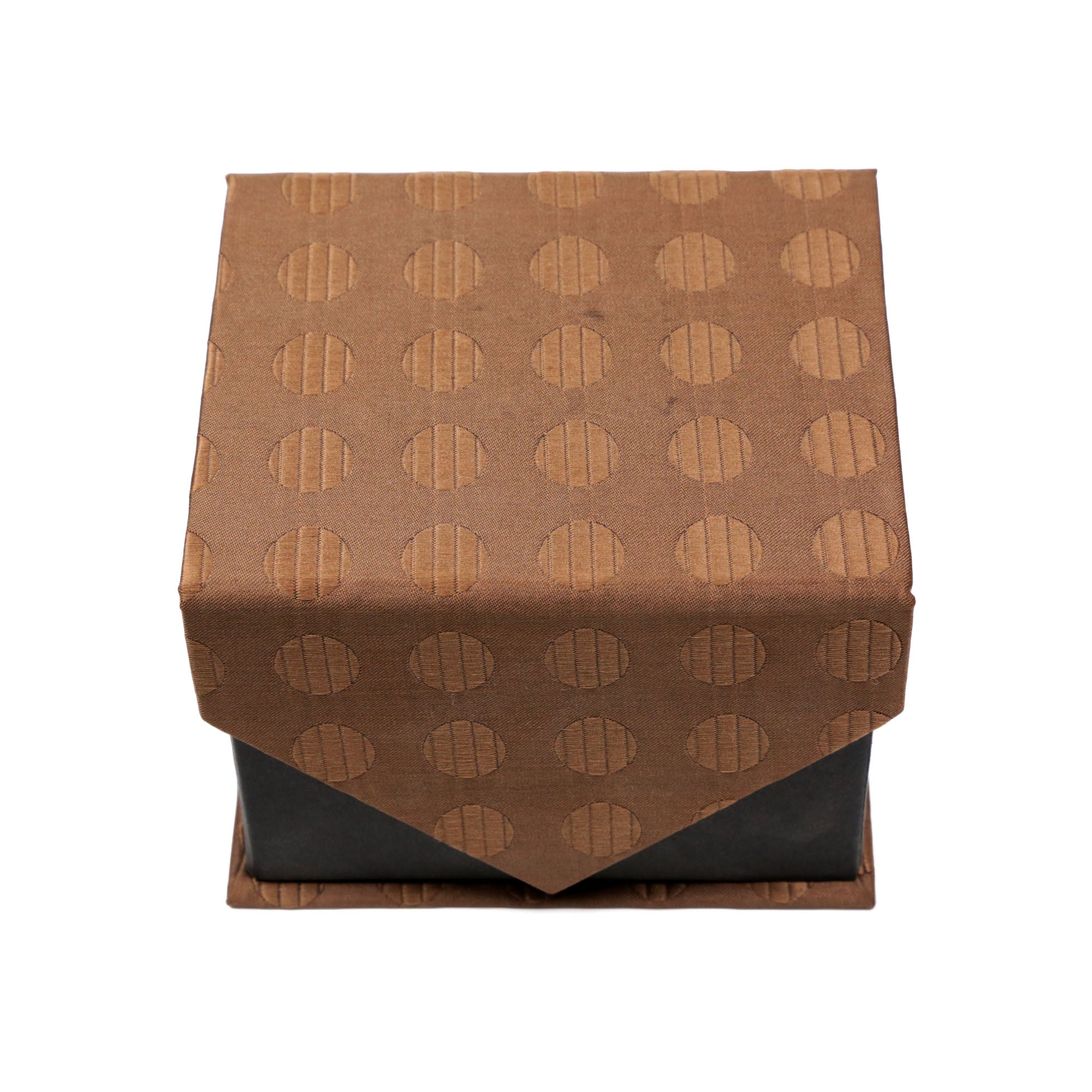 Men's Brown Round Geometric Pattern Design 4-pc Necktie Box Set-1
