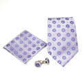 Men's Funky Purple Floral Pattern Design 4-pc Necktie Box Set-0