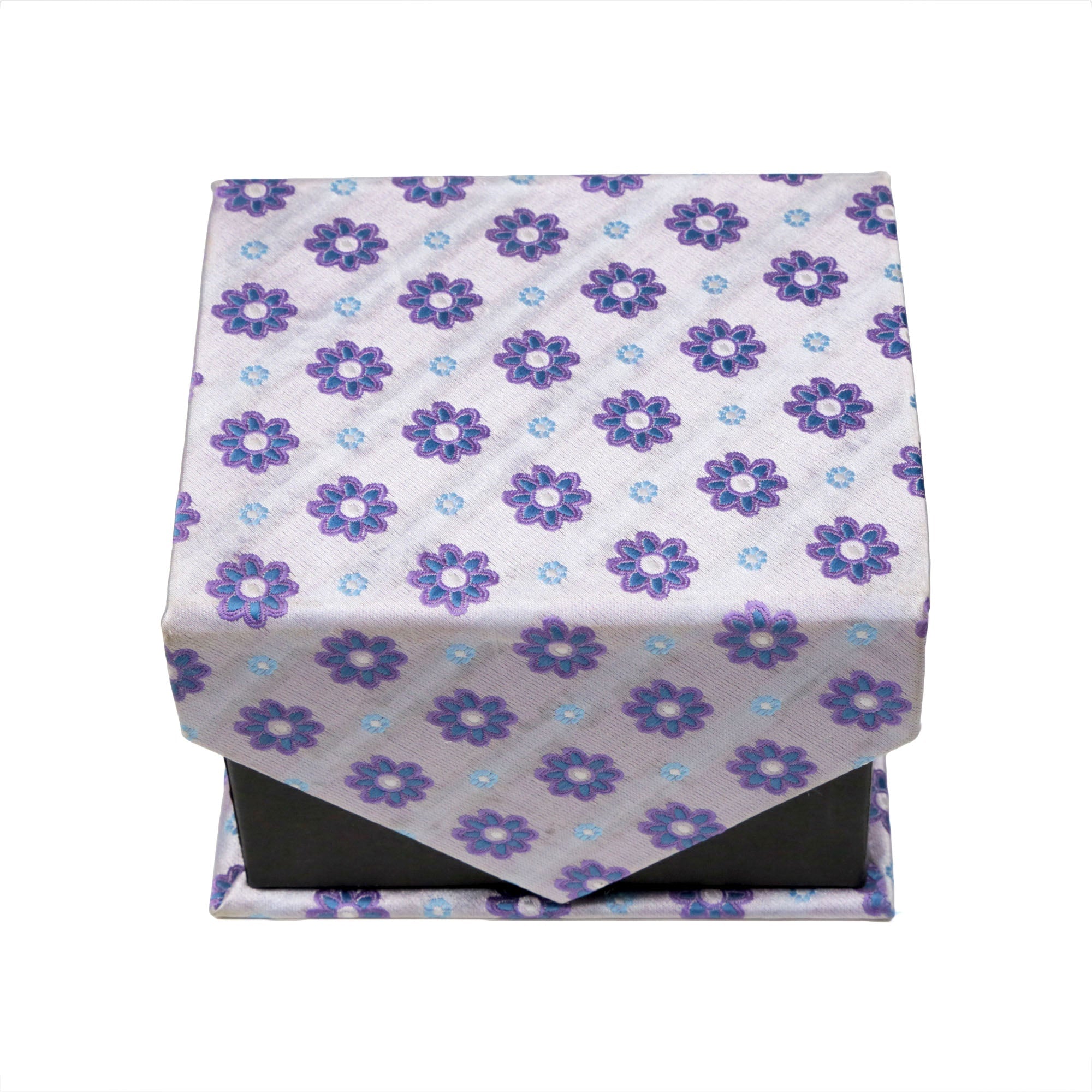 Men's Funky Purple Floral Pattern Design 4-pc Necktie Box Set-1