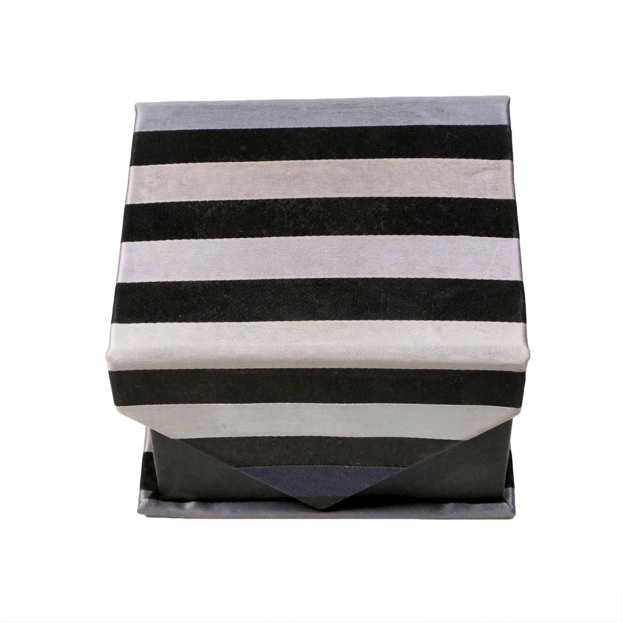 Men's Classic Black-Blue Striped Design 4-pc Necktie Box Set-1