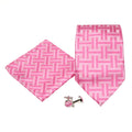 Men's Pink/Pink Geometric Pattern Design 4-pc Necktie Box Set-0