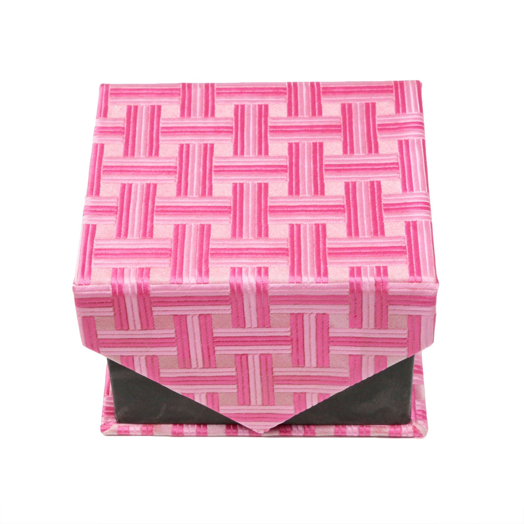 Men's Pink/Pink Geometric Pattern Design 4-pc Necktie Box Set-1