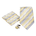 Men's Yellow Geometric Pattern Design 4-pc Necktie Box Set-0
