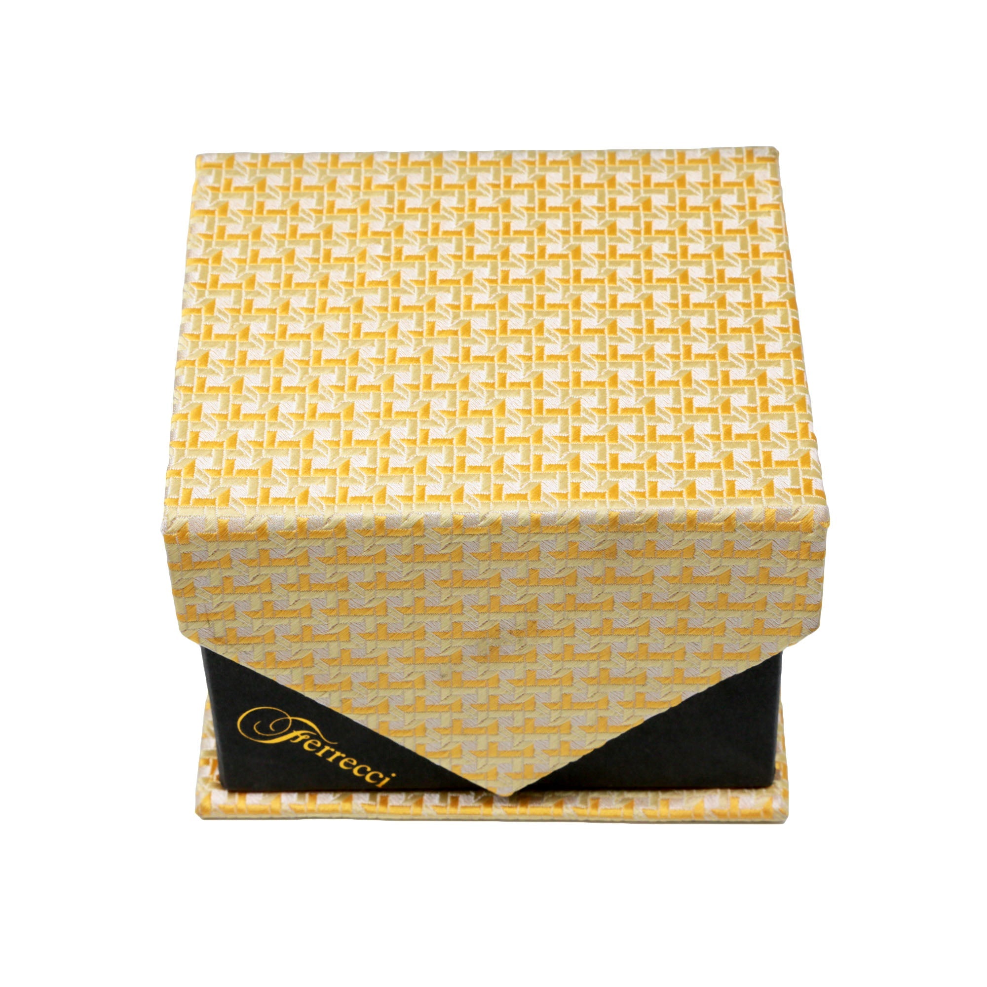 Men's Yellow Striped Grid Pattern Design 4-pc Necktie Box Set-1