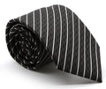 Mens Dads Classic Black Striped Pattern Business Casual Necktie & Hanky Set C-3-0