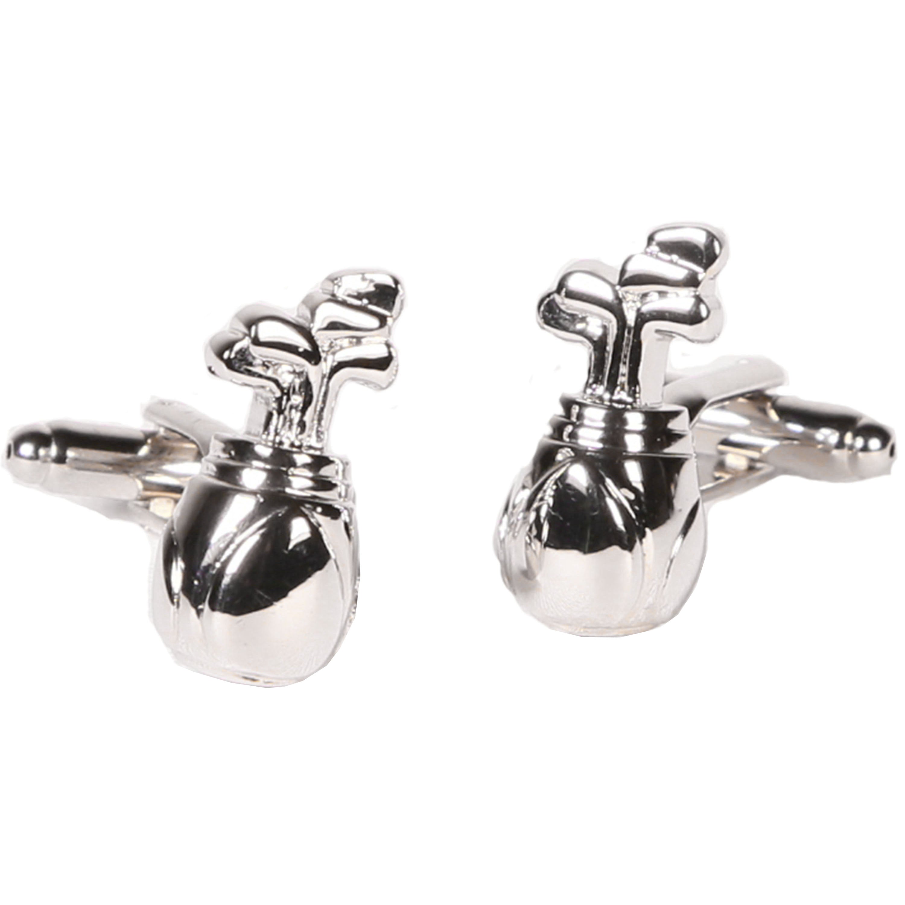 Silvertone Novelty Golf Clubs Cufflinks with Jewelry Box-0