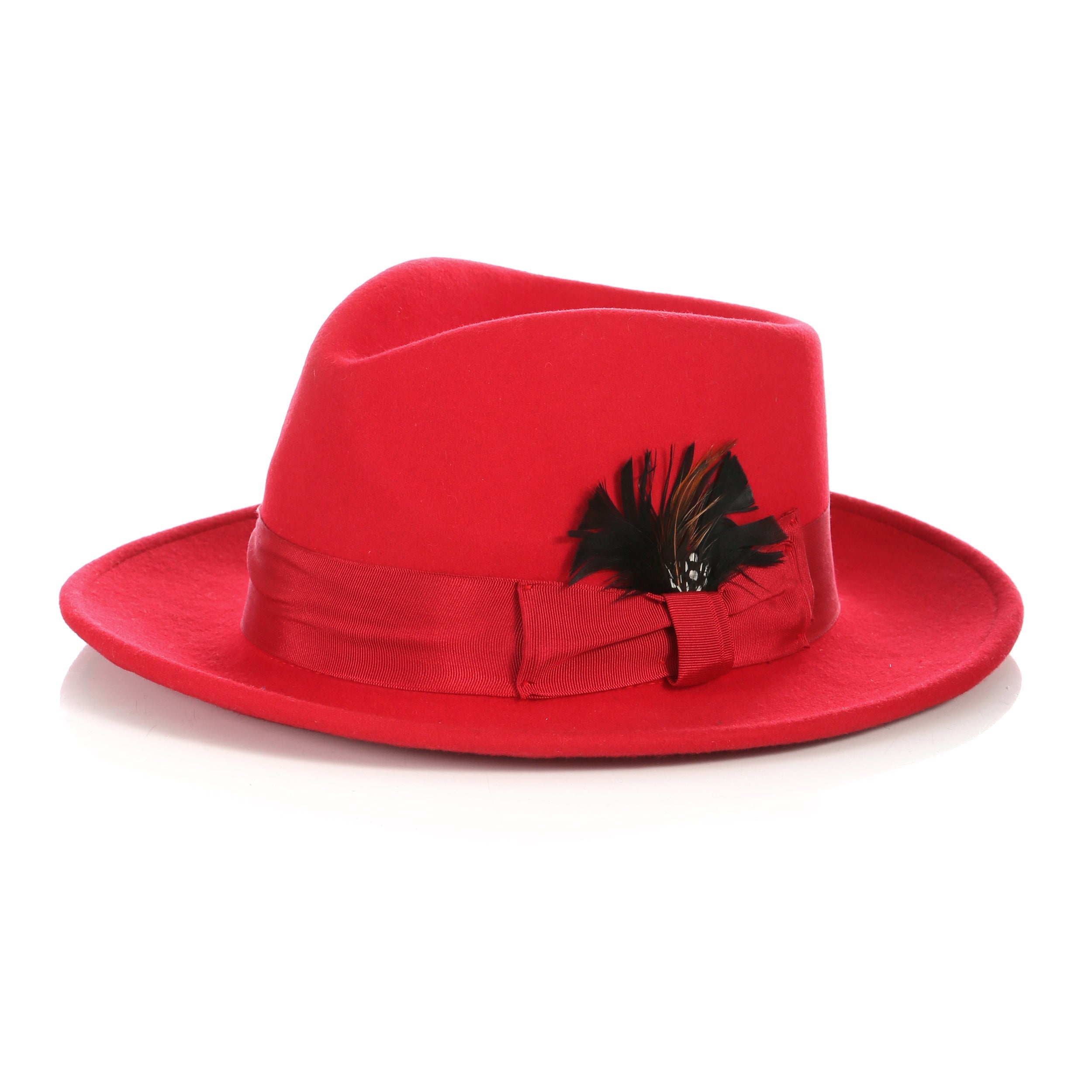 Crushable Red 100% Australian Wool Fedora Hat-0