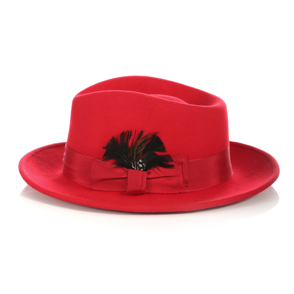 Crushable Red 100% Australian Wool Fedora Hat-1
