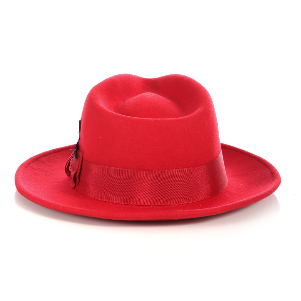 Crushable Red 100% Australian Wool Fedora Hat-2