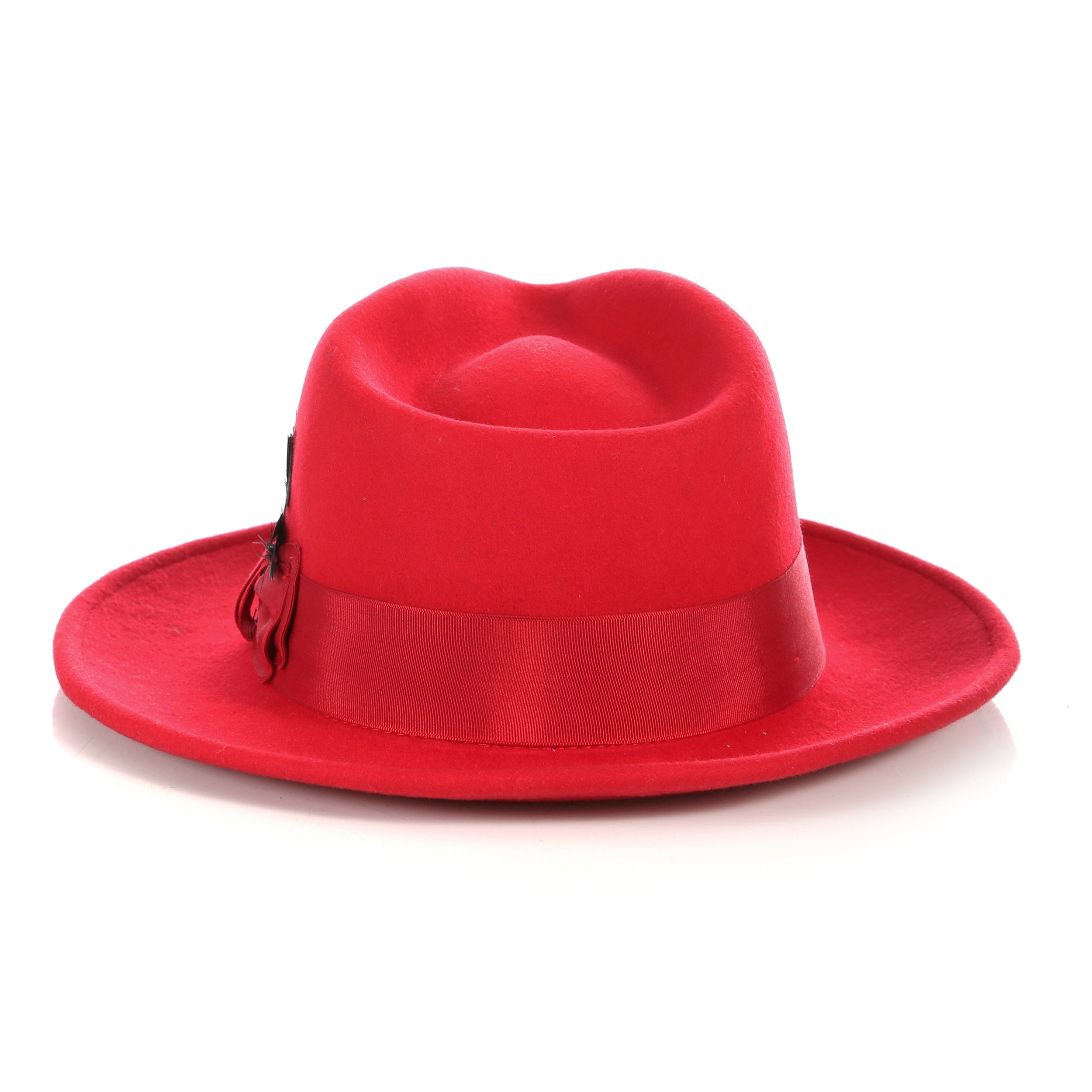 Crushable Red 100% Australian Wool Fedora Hat-2