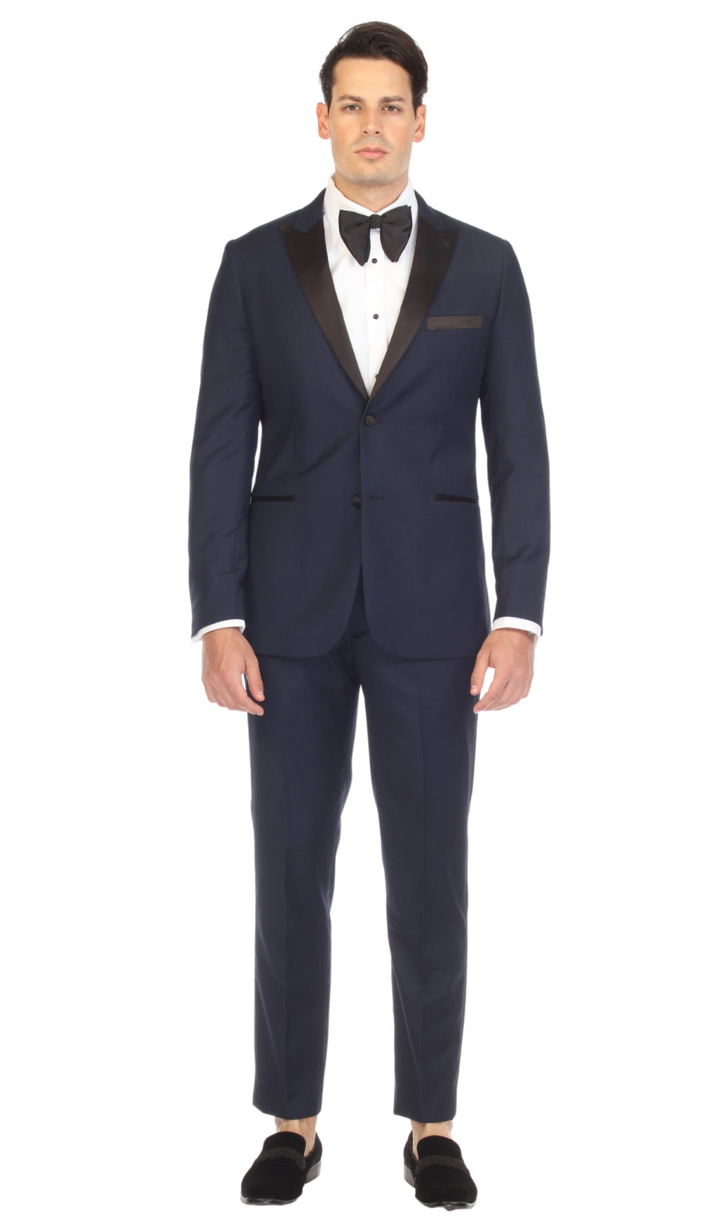 Debonair Navy Slim Fit Peak Lapel 2 Piece Tuxedo Suit Set-1