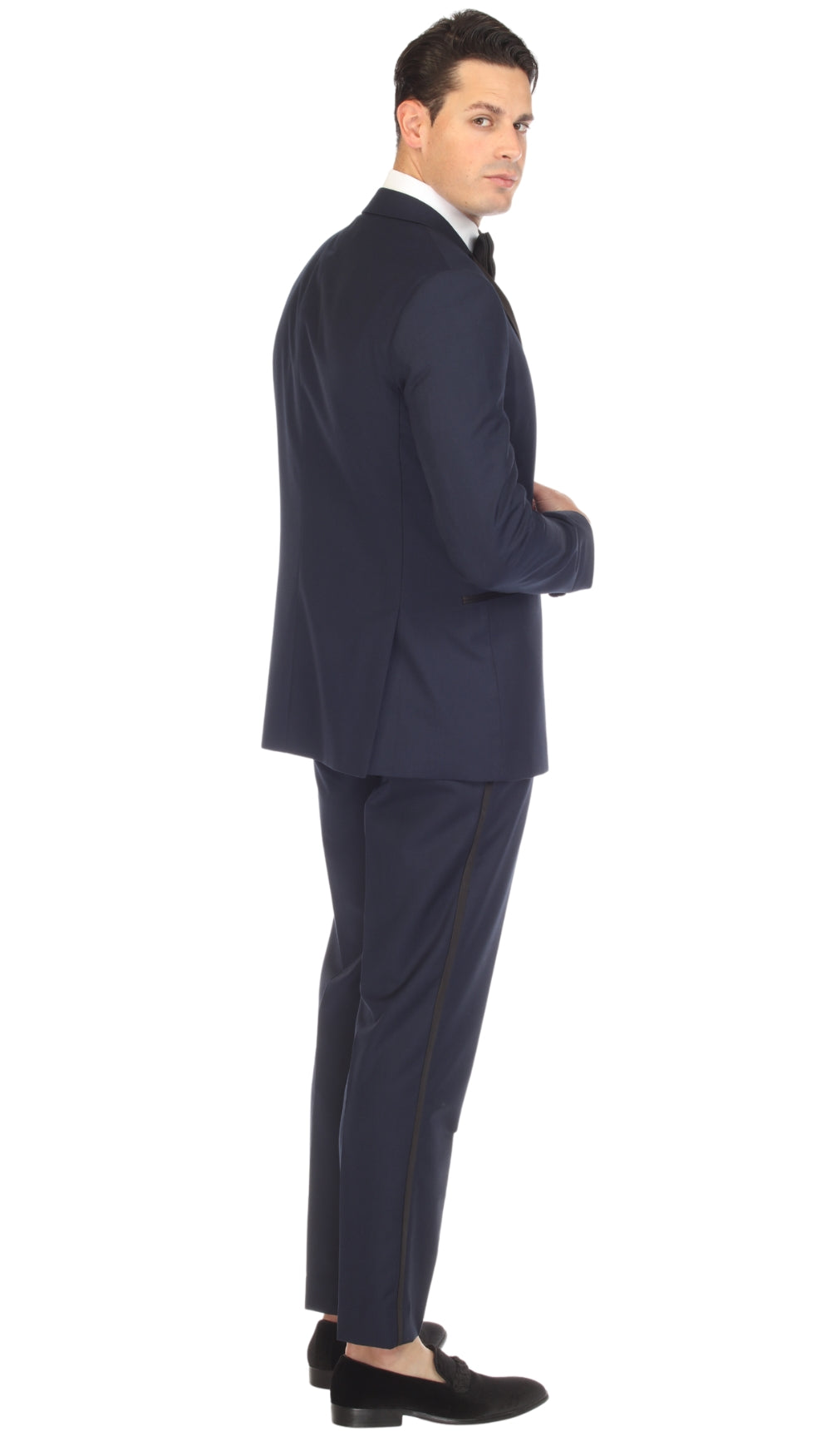 Debonair Navy Slim Fit Peak Lapel 2 Piece Tuxedo Suit Set-2