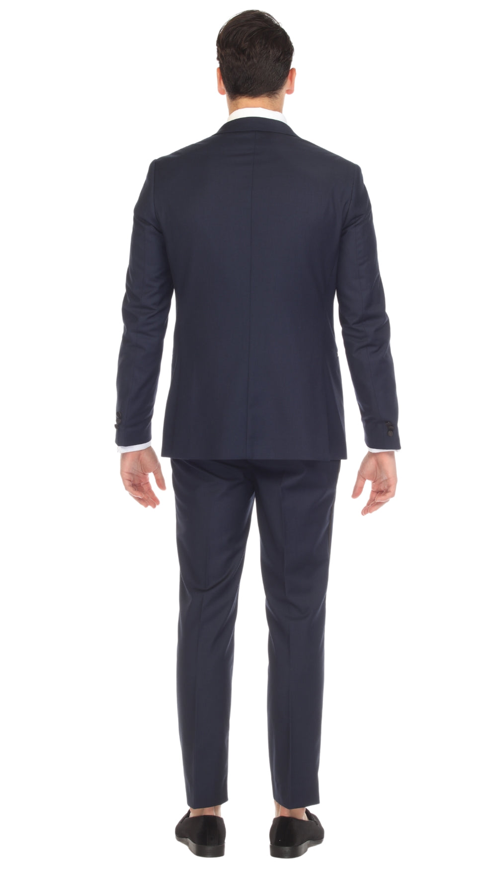 Debonair Navy Slim Fit Peak Lapel 2 Piece Tuxedo Suit Set-3