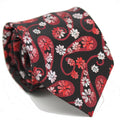 Mens Dads Classic Red Floral Pattern Business Casual Necktie & Hanky Set DF-7-0