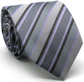 Mens Dads Classic Grey Striped Pattern Business Casual Necktie & Hanky Set DO-4-0