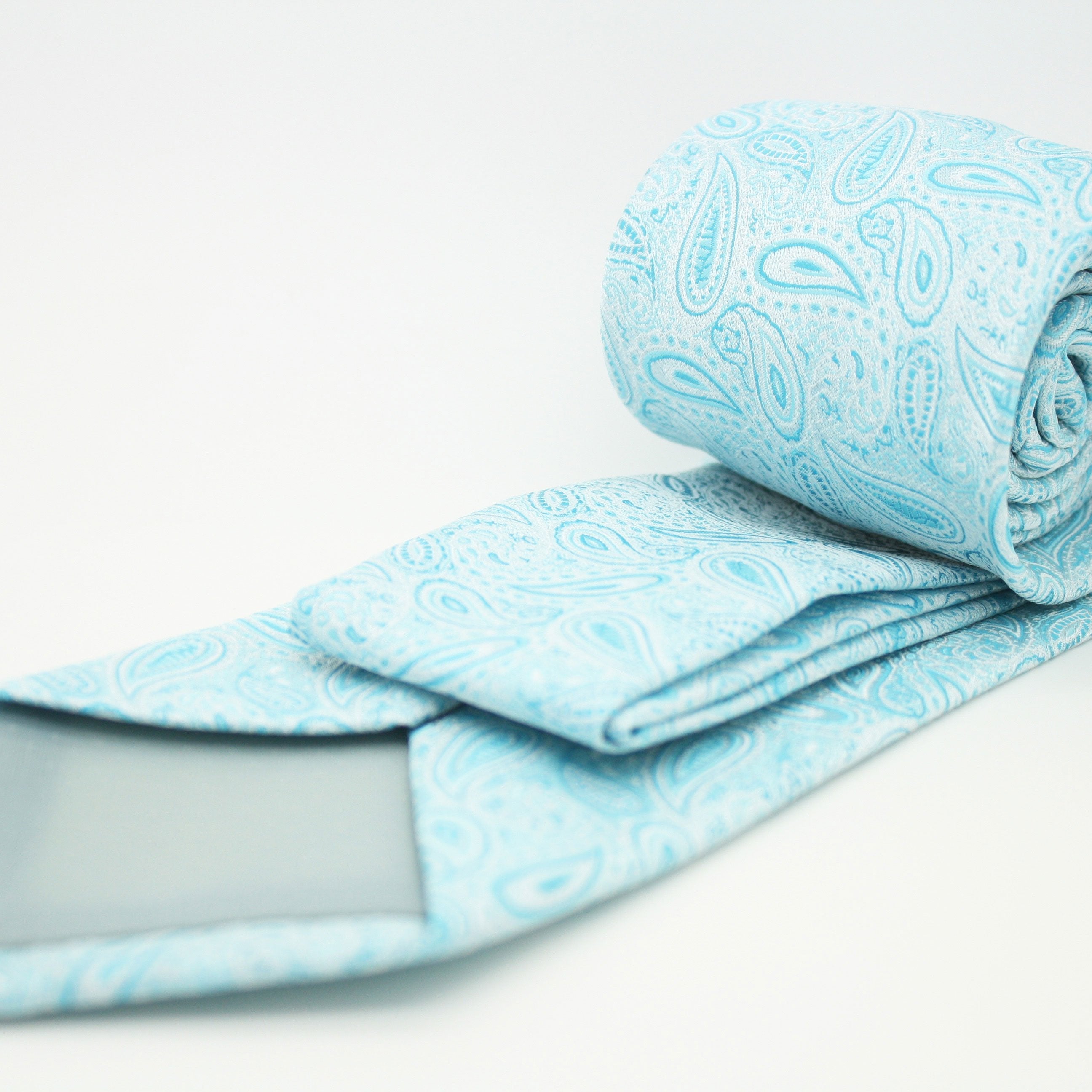 Mens Dads Classic Turquoise Paisley Pattern Business Casual Necktie & Hanky Set EF-1-1