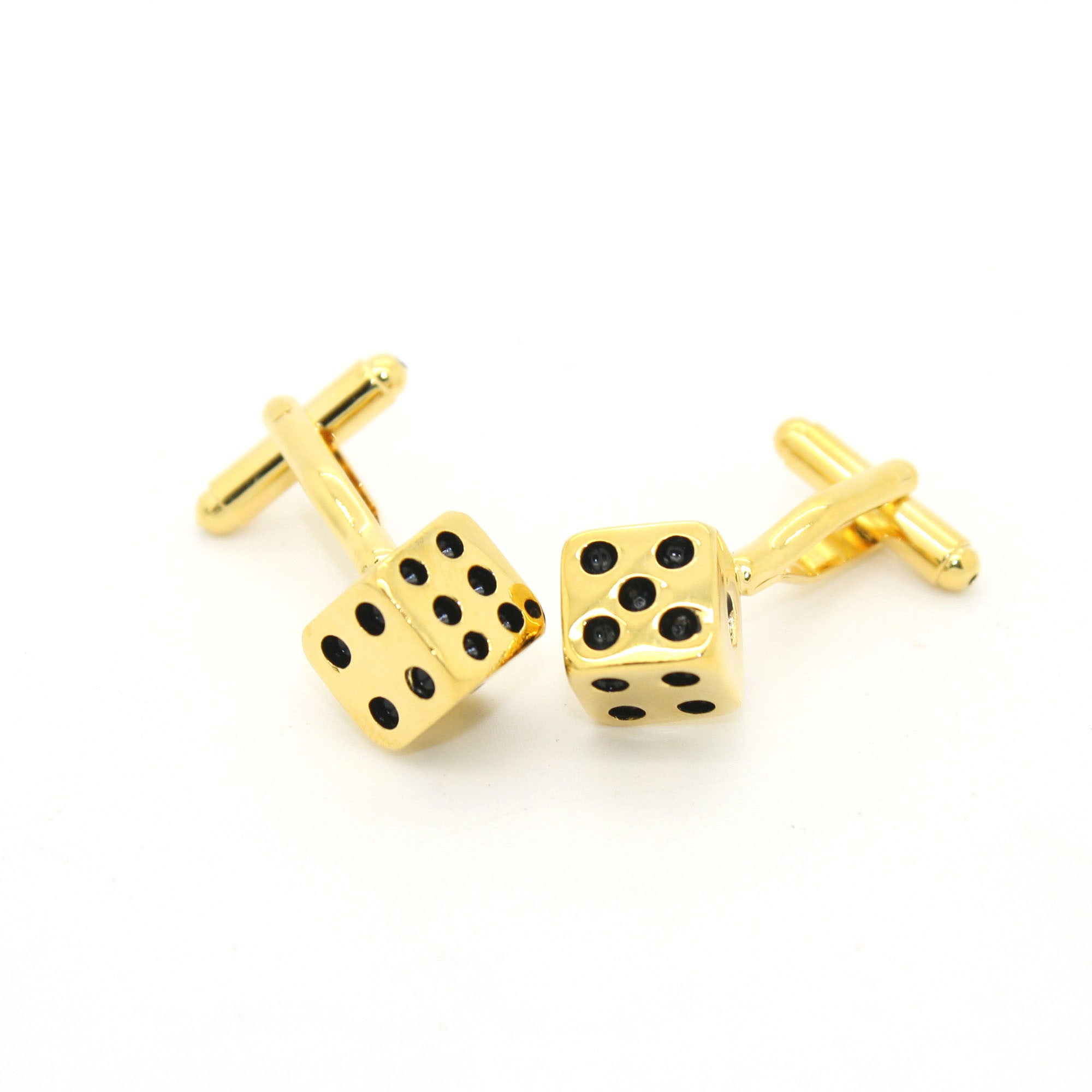 Goldtone Dice Cuff Links With Jewelry Box-0