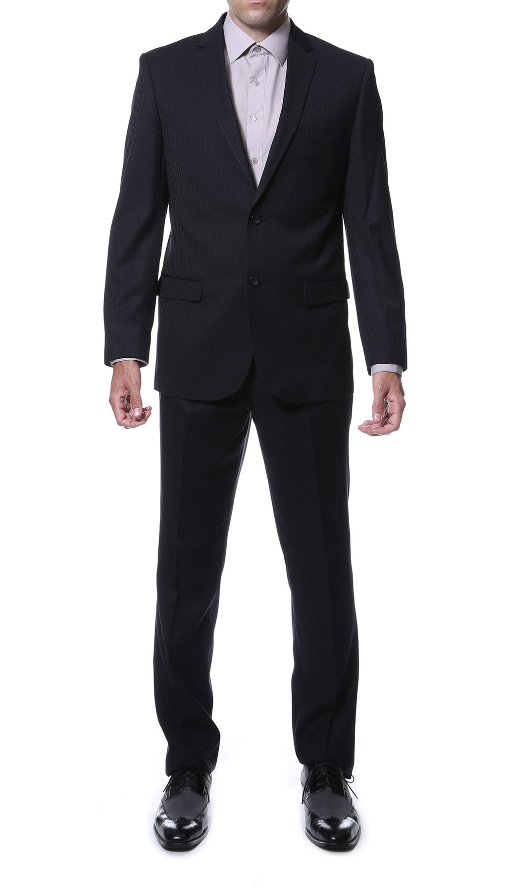 Ernesto Black Pinstripe Slim Fit 2pc Suit-0